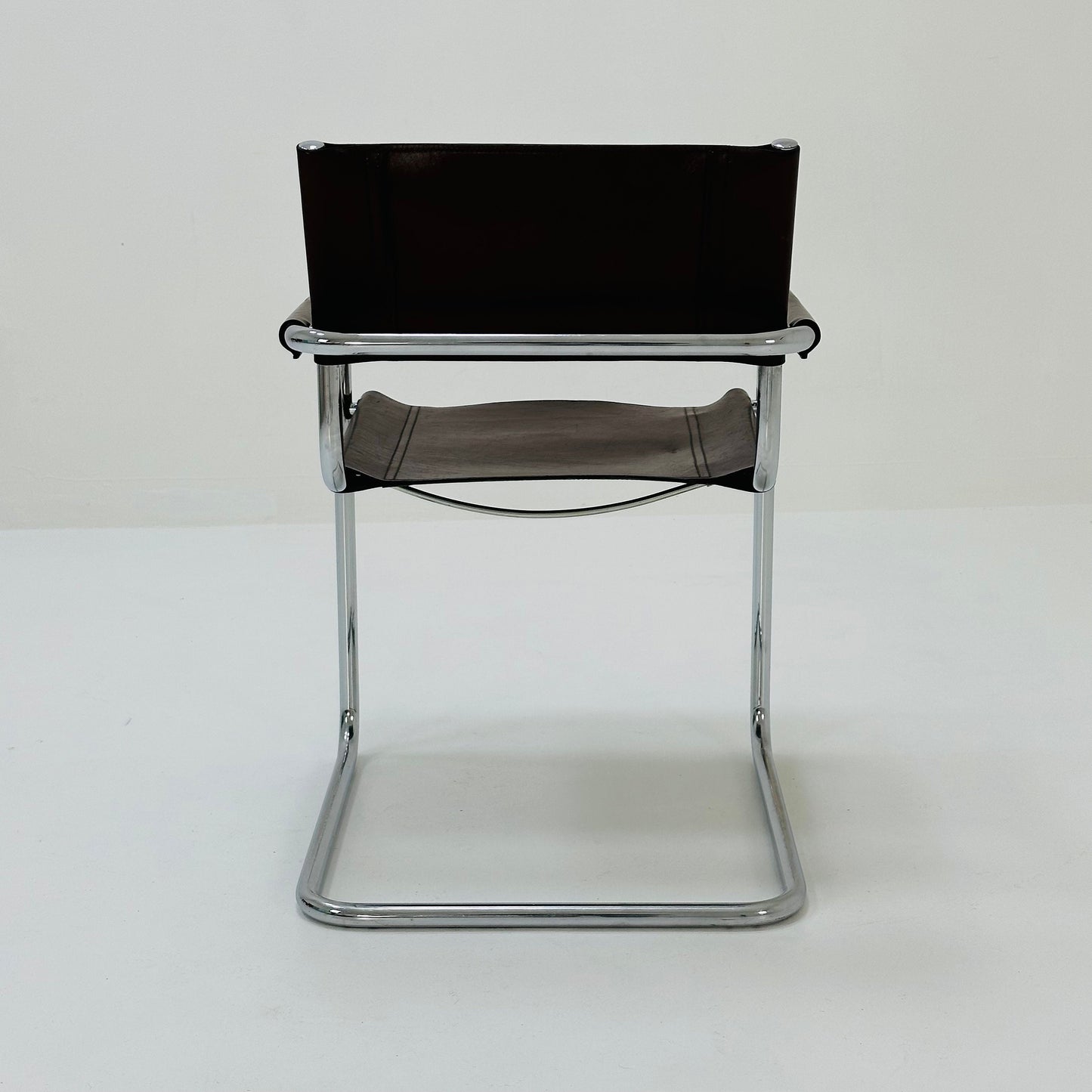 Mid century Bauhaus B34 brown leather cantilevered chair by Mart Stam for Jox Interni italy 1980s