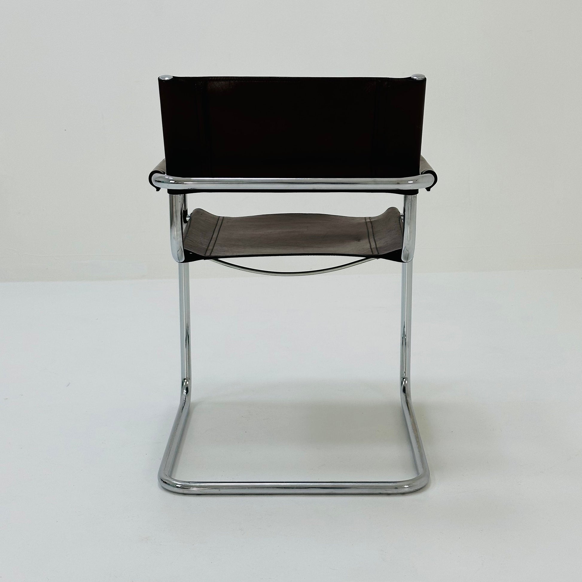 Mid century Bauhaus B34 brown leather cantilevered chair by Mart Stam for Jox Interni italy 1980s