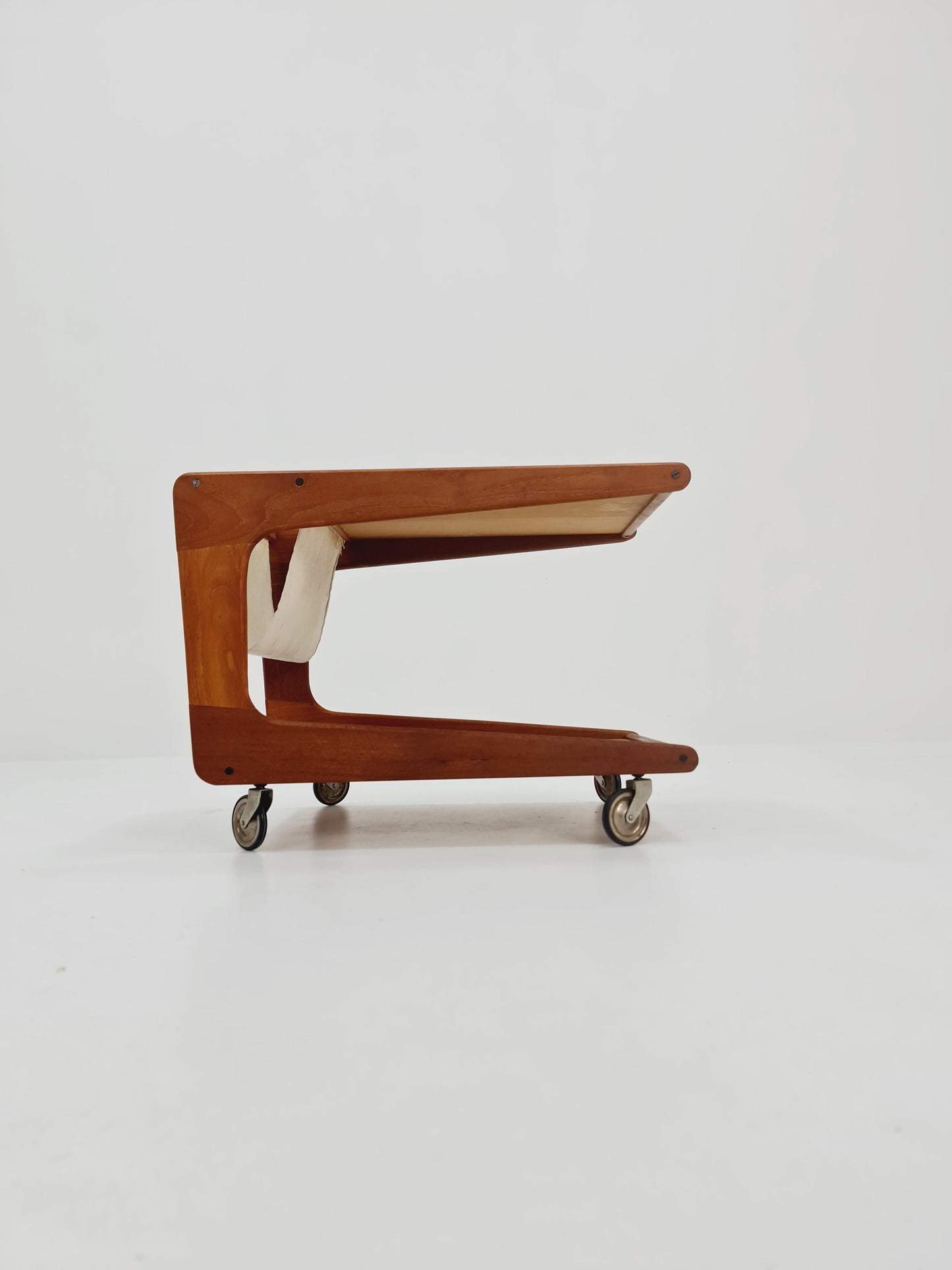 Vintage mid century danish trolley in solid teak with magazin Rack, 1960s