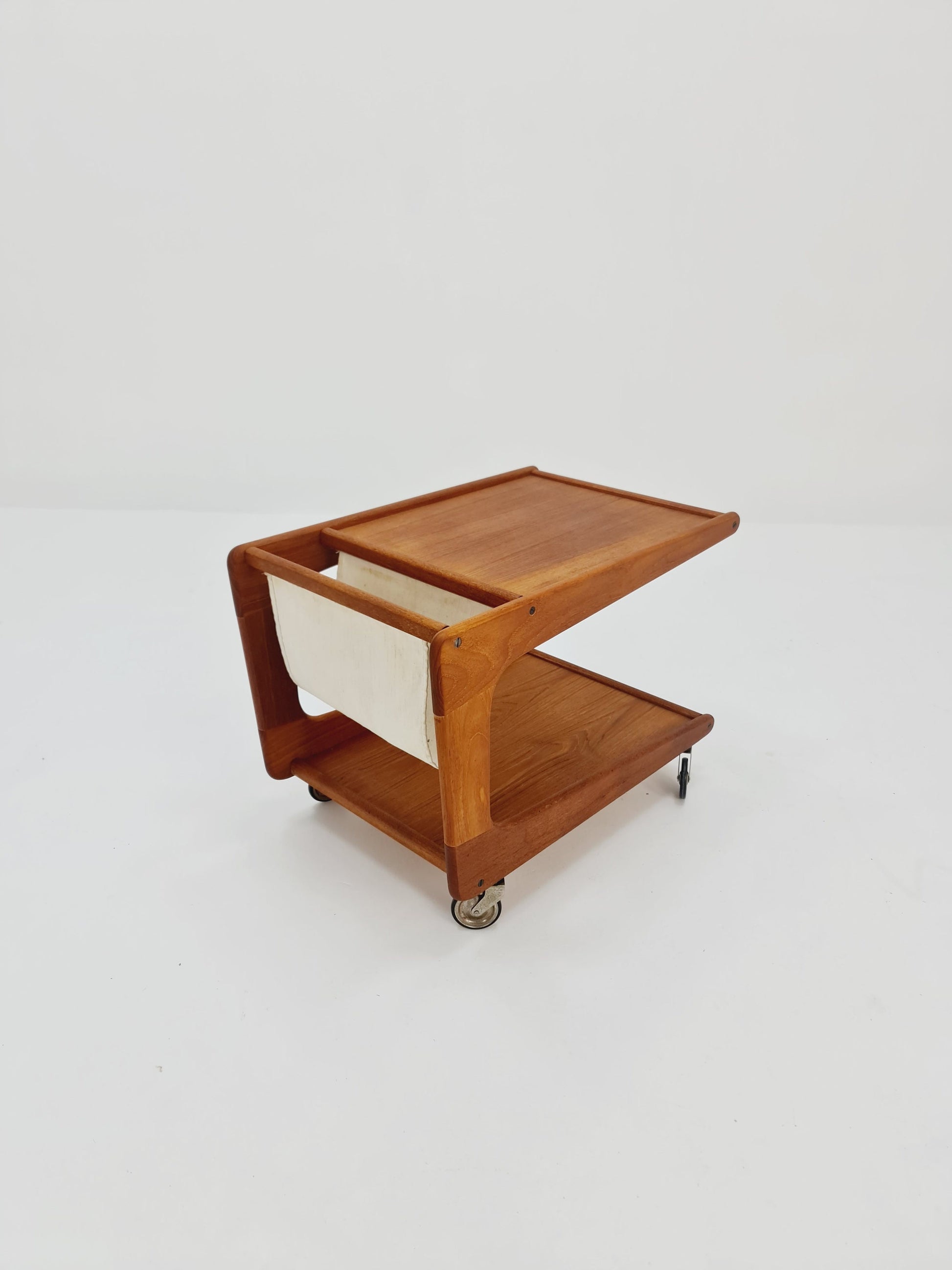 Vintage mid century danish trolley in solid teak with magazin Rack, 1960s