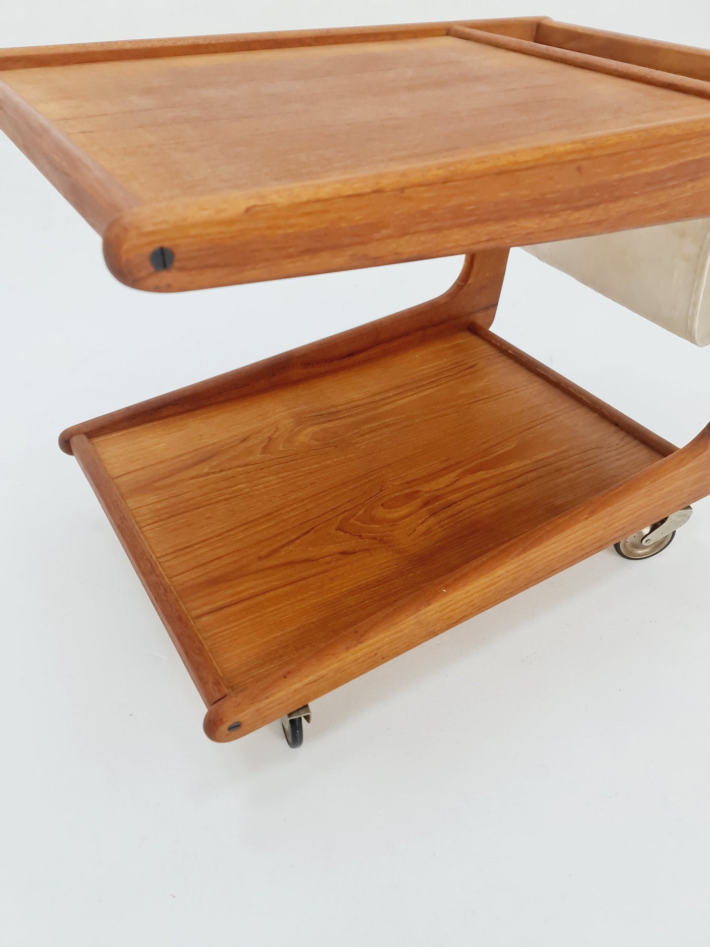 Vintage mid century danish trolley in solid teak with magazin Rack, 1960s