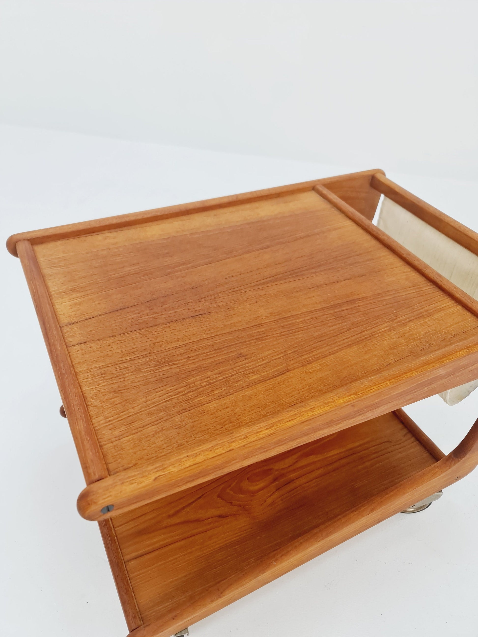 Vintage mid century danish trolley in solid teak with magazin Rack, 1960s