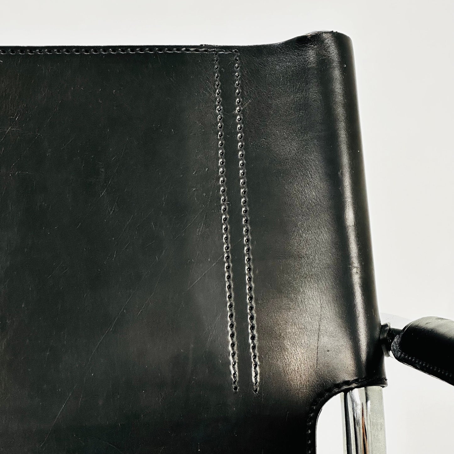 1 of 10 Matteo Grassi visitor chair in black leather Italy 1980s