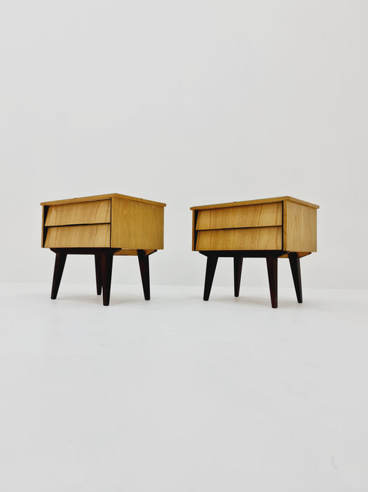 German Mid century beech nightstands/ bedside tables BY WK Möbel , 1960s