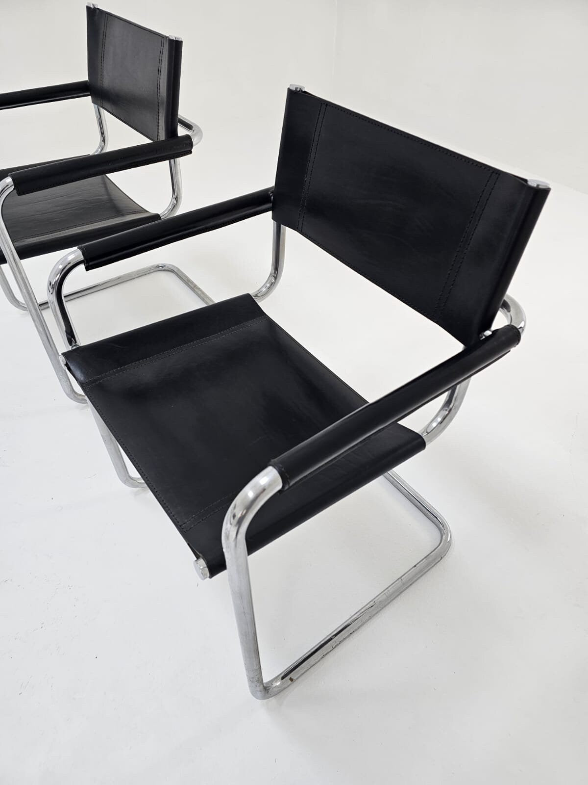 Set of 4 black Model B34 Centro Studi Desk Chair by Mart Stam & Marcel Breuer for Fasem Italy 1980s