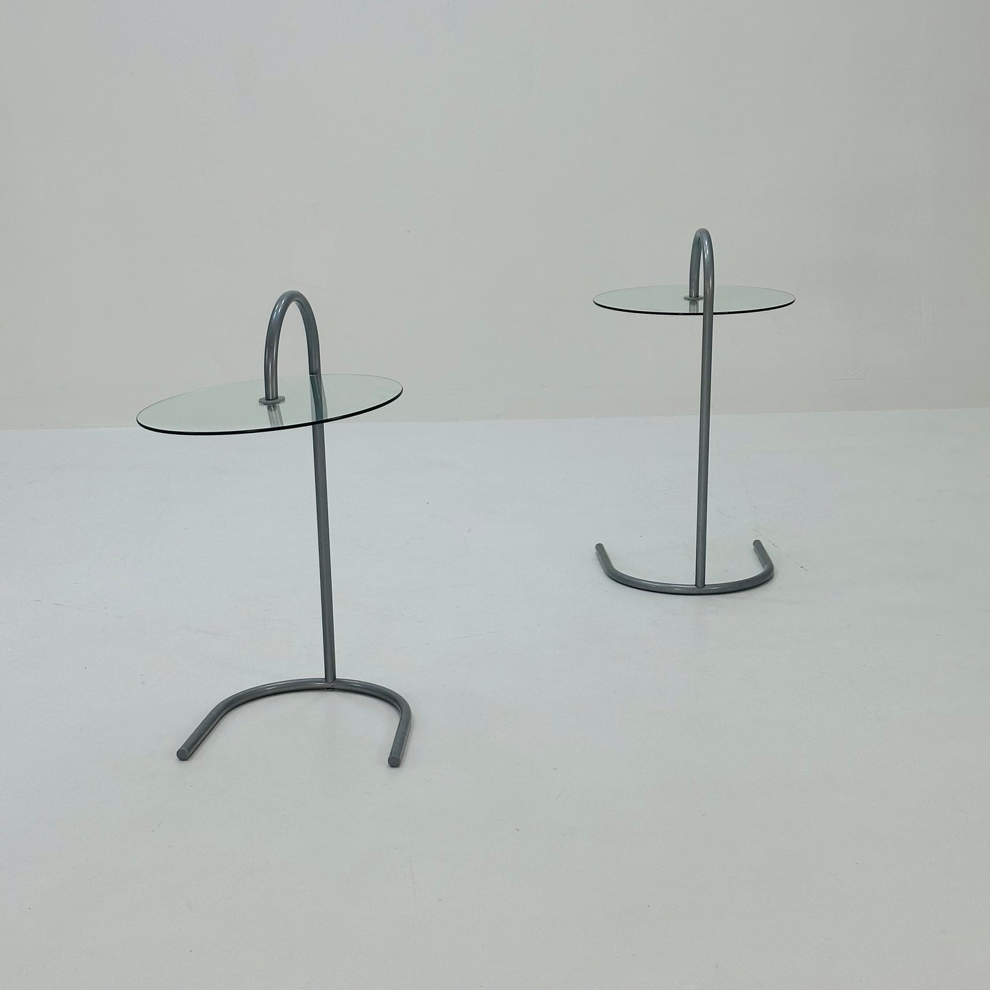 Set of 2 Rare Vintage Ikea Ry Coffee Side Table Glass Aluminum Light Weight.