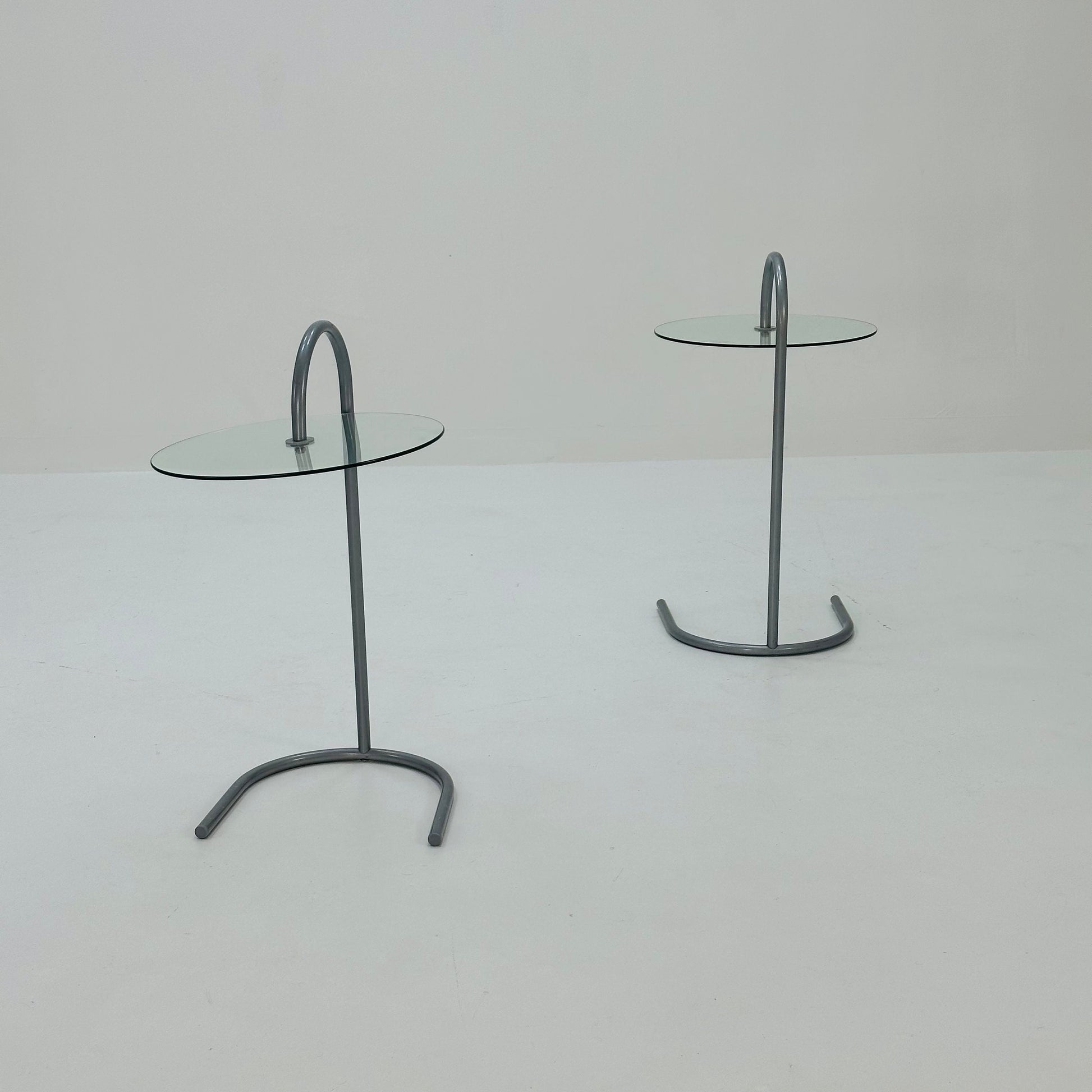 Set of 2 Rare Vintage Ikea Ry Coffee Side Table Glass Aluminum Light Weight.