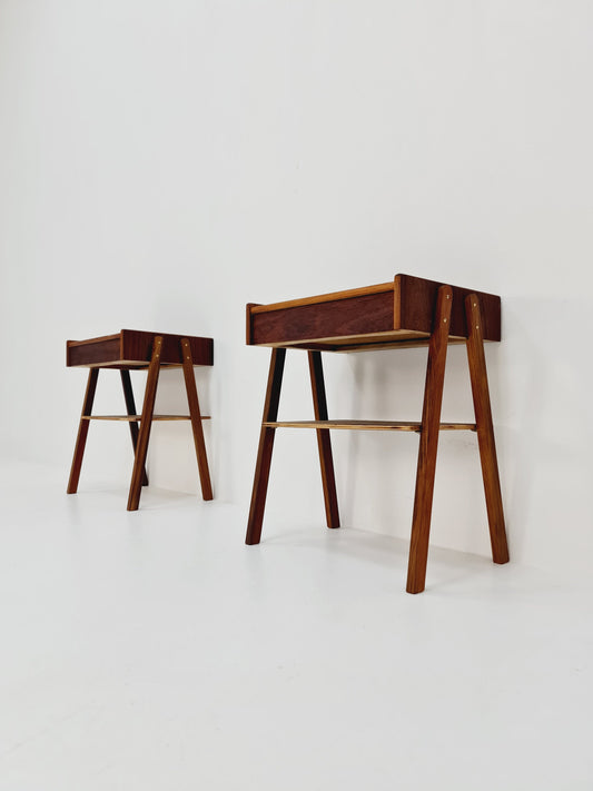 Pair of Swedish Midcentury rosewood vintage Side table/ Bedside table/ Night stand by Carlström & Co, 1960s
