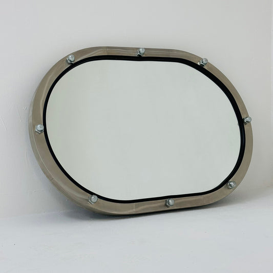 Rare Italian industrial oval wall mirror 1980s 