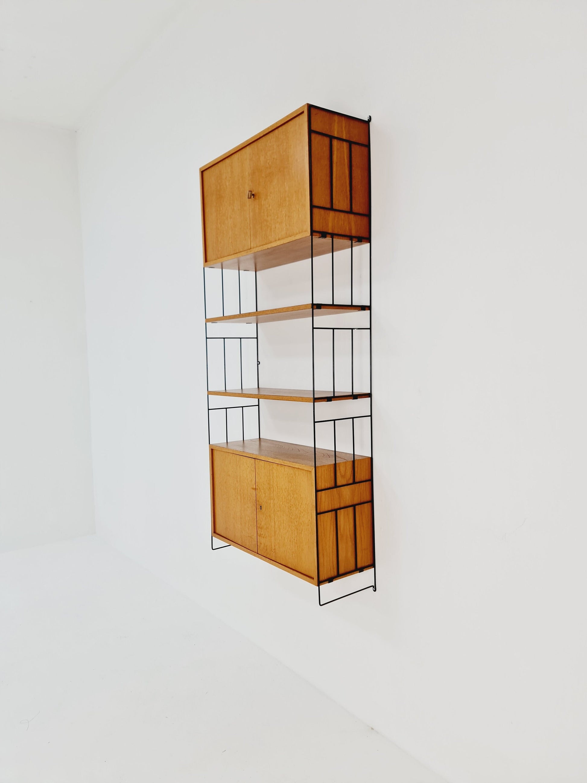 String shelf-system, bookcase with 2 cabinet teak by WHB Germany, 1950s