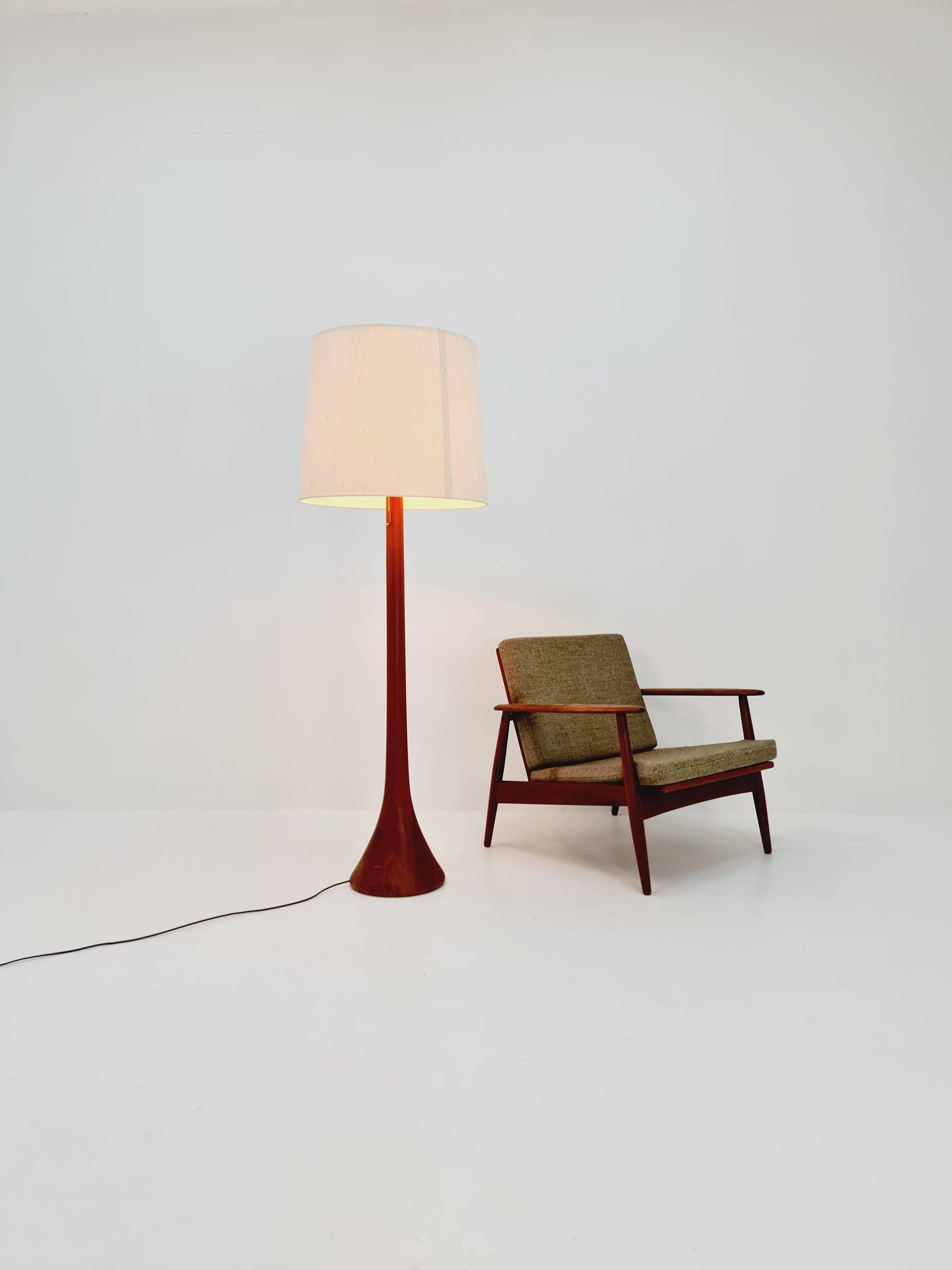 Rare big Midcentury Danish floor lamp by KIRK solid teak, 1960s