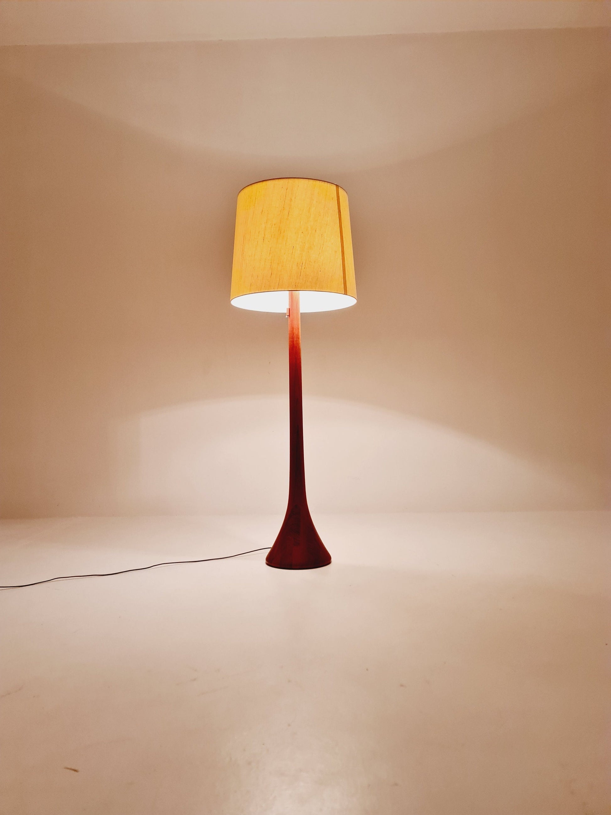 Rare big Midcentury Danish floor lamp by KIRK solid teak, 1960s
