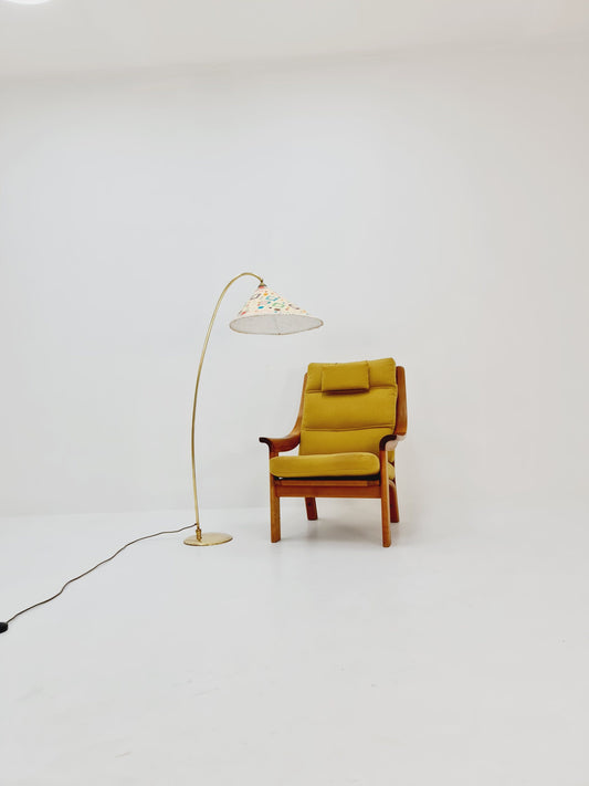 Mid century brass German arc floor Flex lamp By München Werkstätten, 1960s