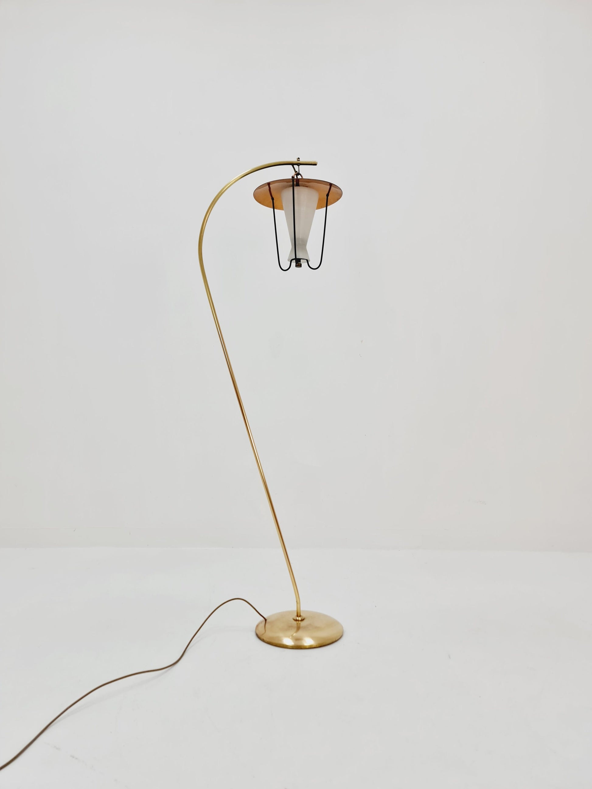 Mid century brass German arc floor lamp, 1960s