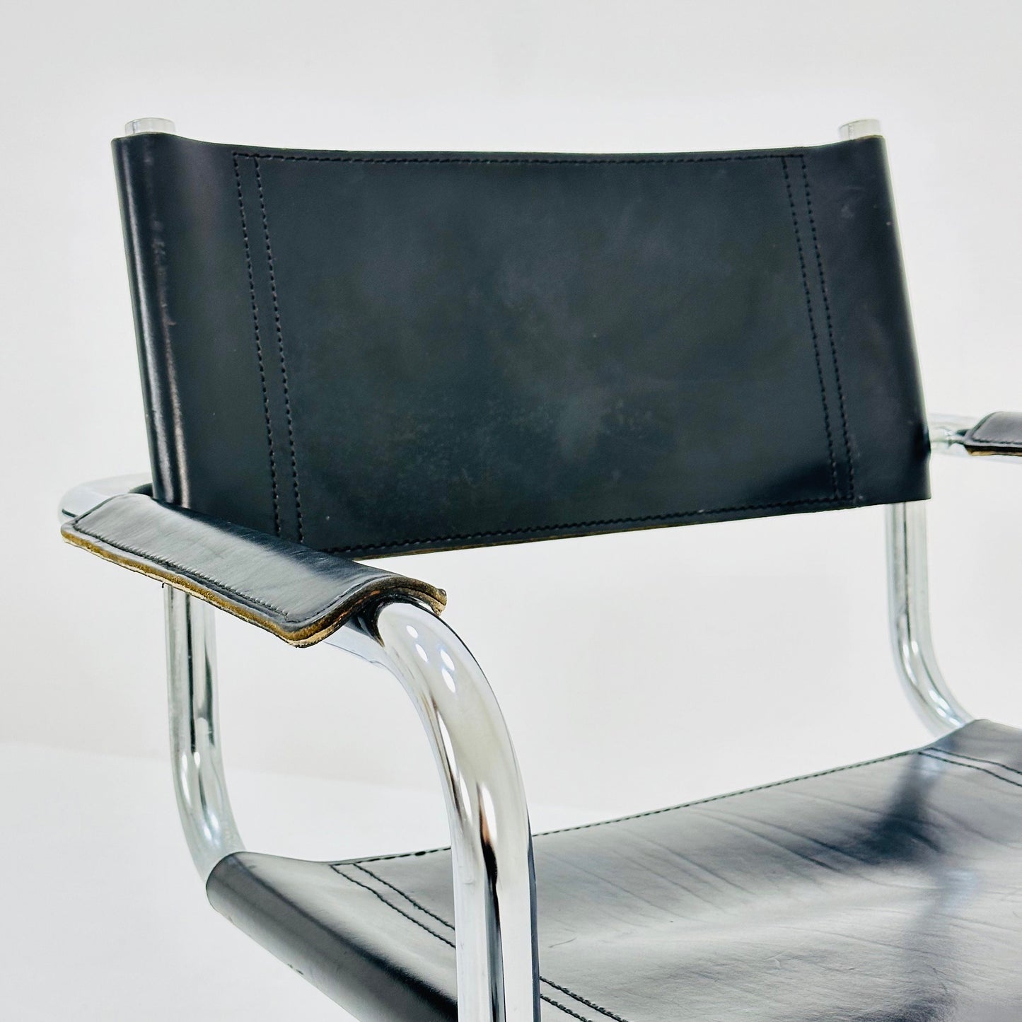 1 of 6 Mid Century iconic Mart Stam S34 armchair / Bauhaus chrome tube steel and leather / 80s vintage cantilever chair s43