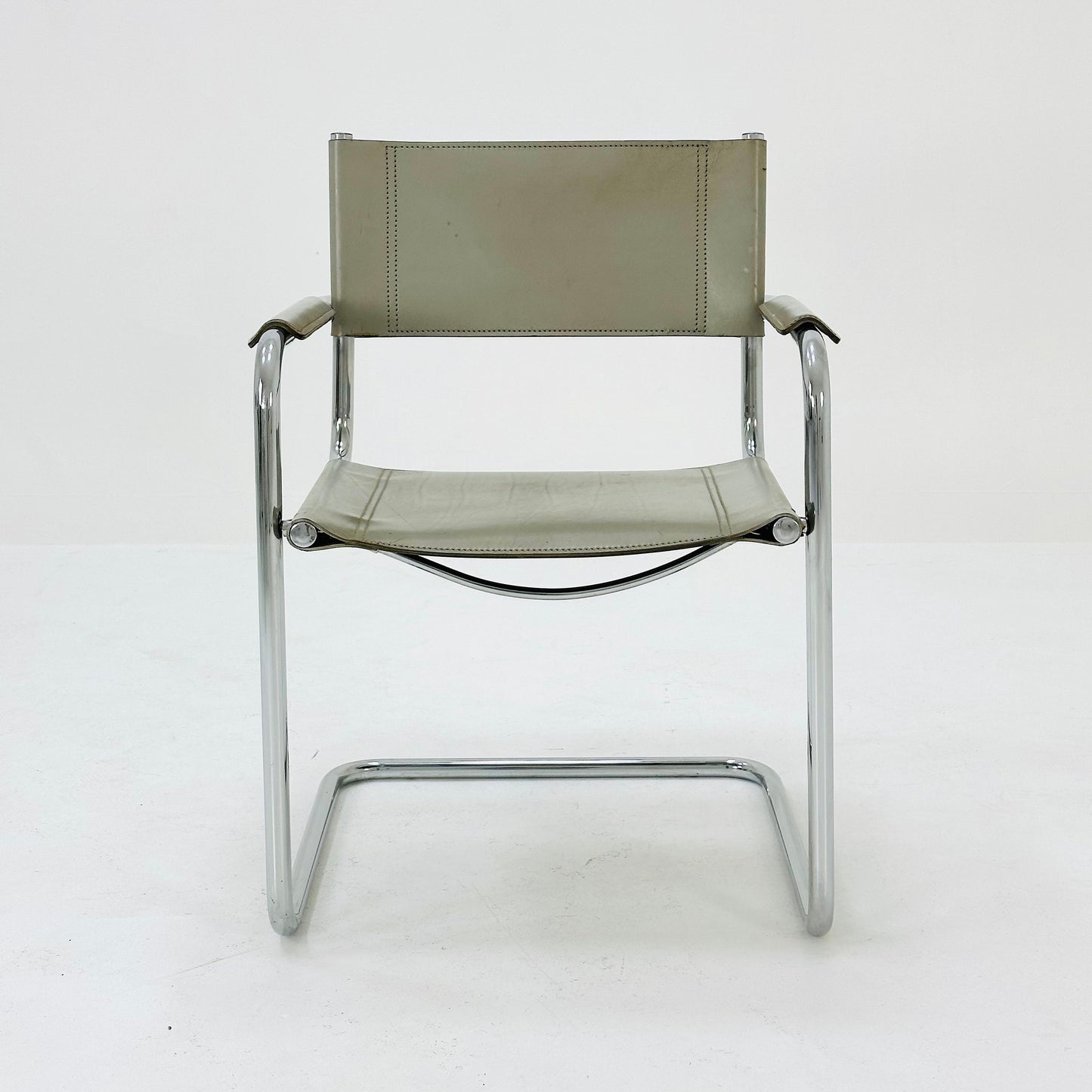 Bauhaus armchair model s34 Centro Studi gray leather by Mart Stam & Marcel Breuer, 1980s