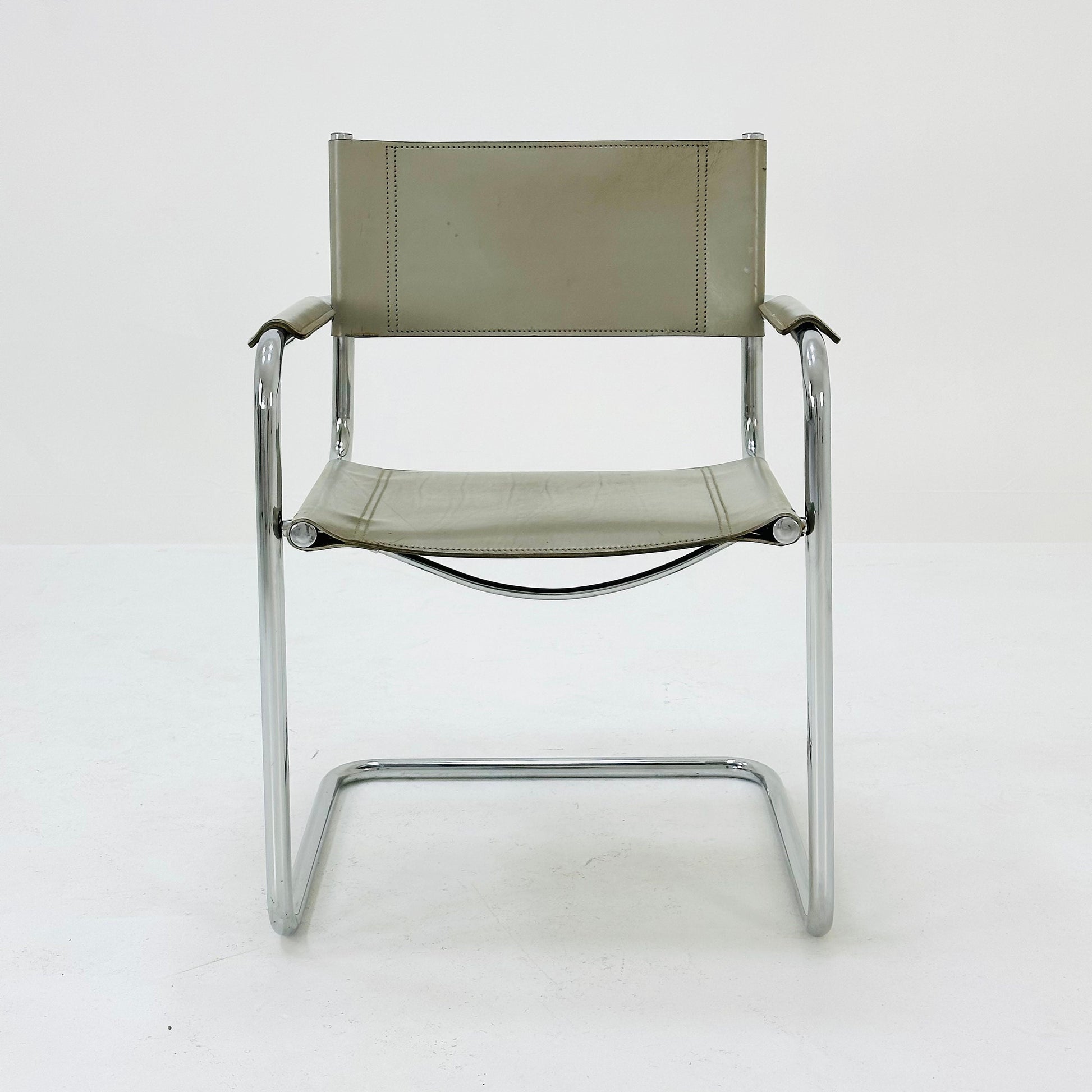 Bauhaus armchair model s34 Centro Studi gray leather by Mart Stam & Marcel Breuer, 1980s