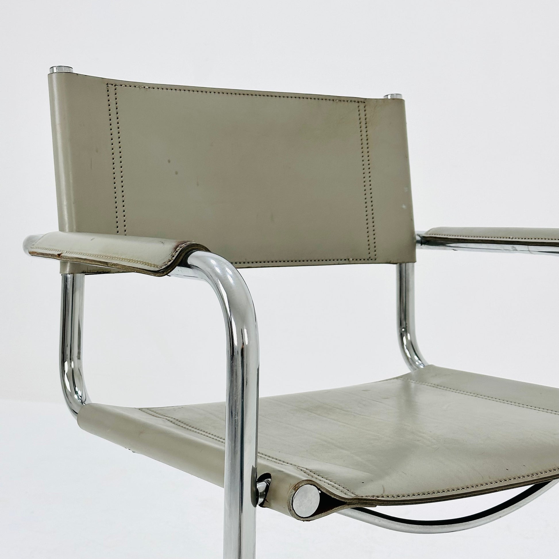 Bauhaus armchair model s34 Centro Studi gray leather by Mart Stam & Marcel Breuer, 1980s