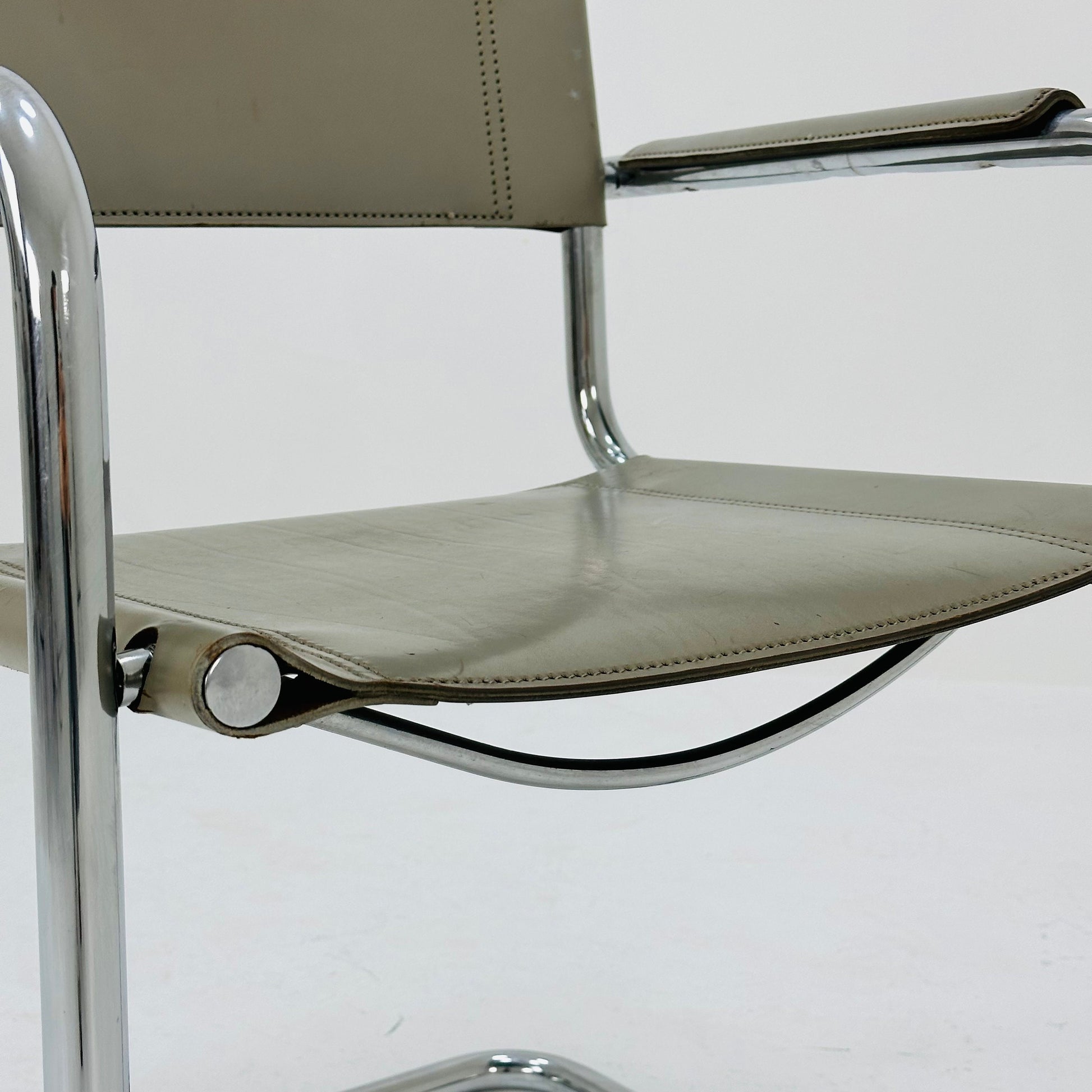 Bauhaus armchair model s34 Centro Studi gray leather by Mart Stam & Marcel Breuer, 1980s
