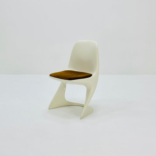 1 of 4 space age chair model 200 by Alexander Begge for Casala original brown fabric upholstery 1970s Germany