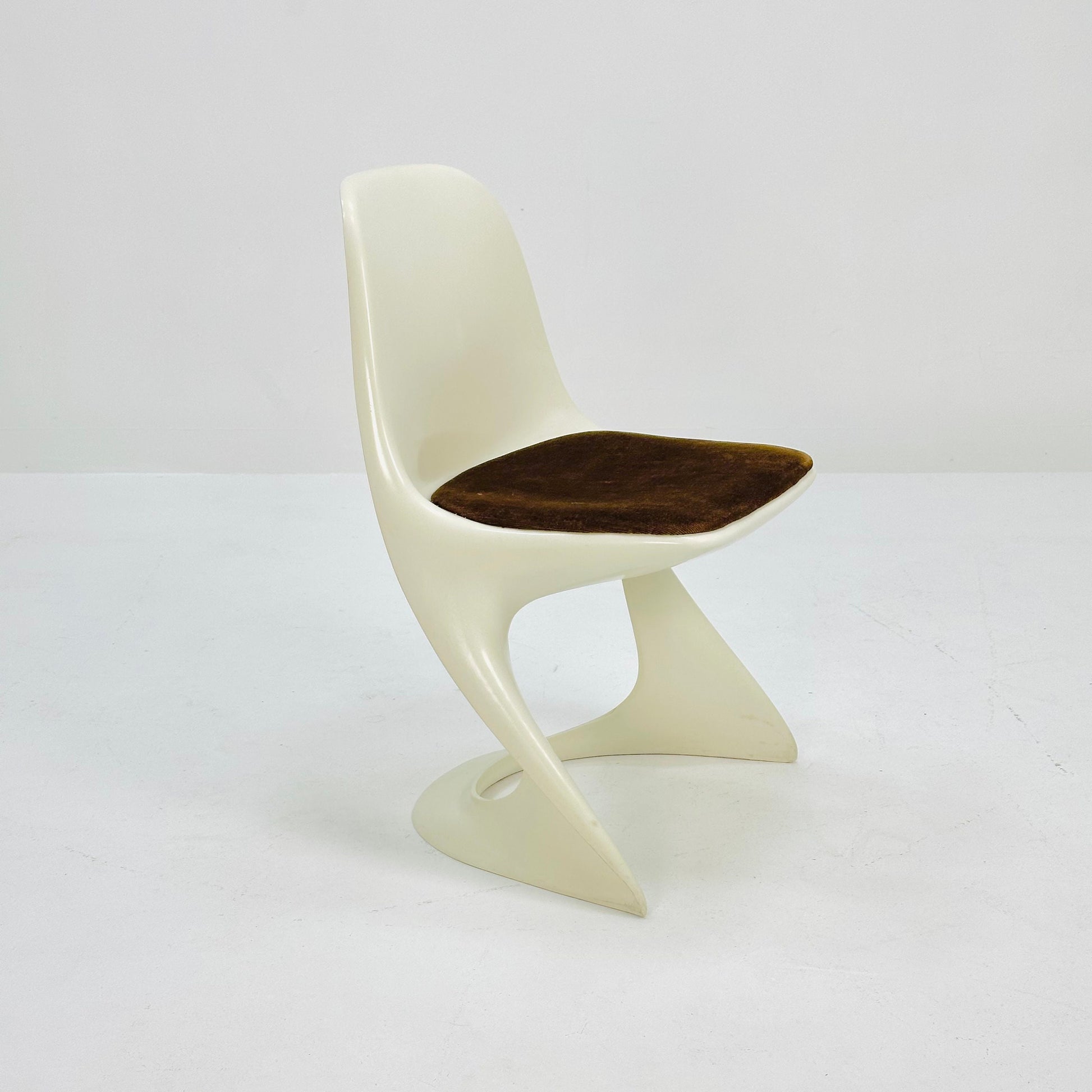 1 of 4 space age chair model 200 by Alexander Begge for Casala original brown fabric upholstery 1970s Germany