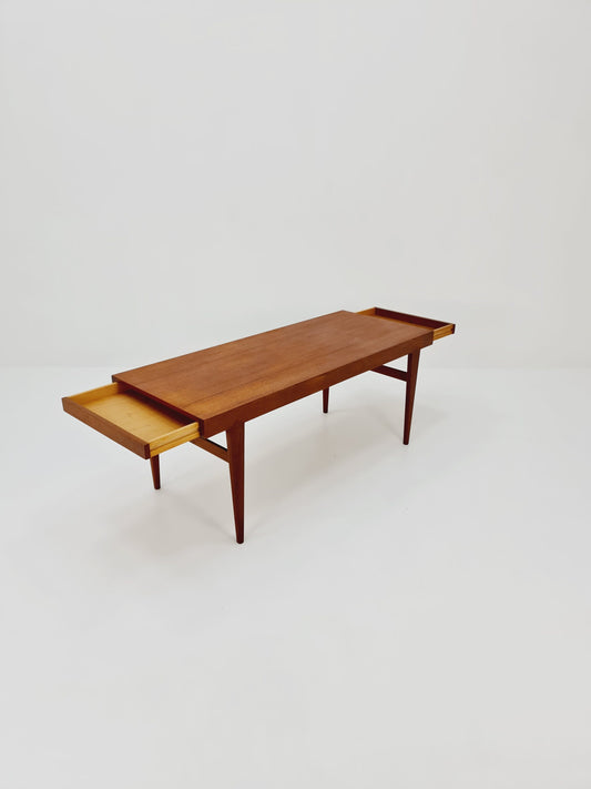 Danish Mid century Teak Coffee Table with 2 drawers by Silkeborg Denmark, 1960s