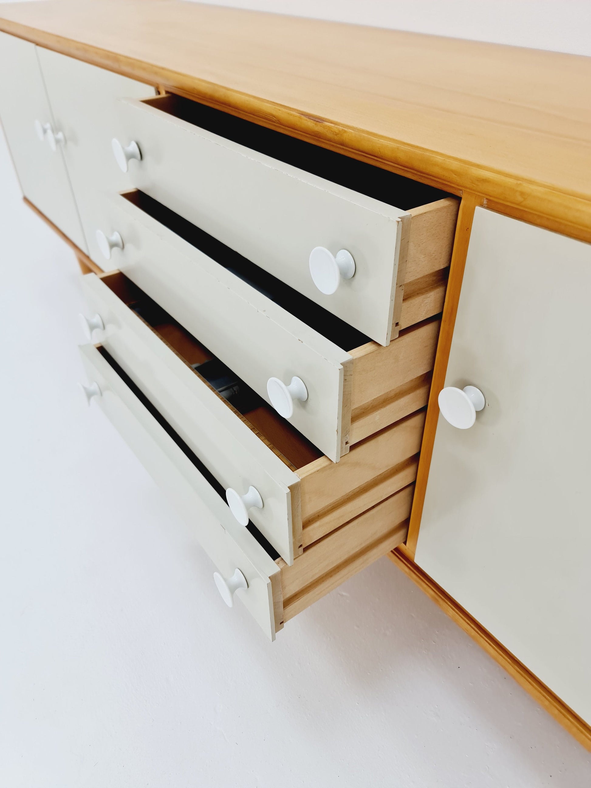 Rare Mid Century Modern German Beech Sideboard by Behr Möbel, 1970s