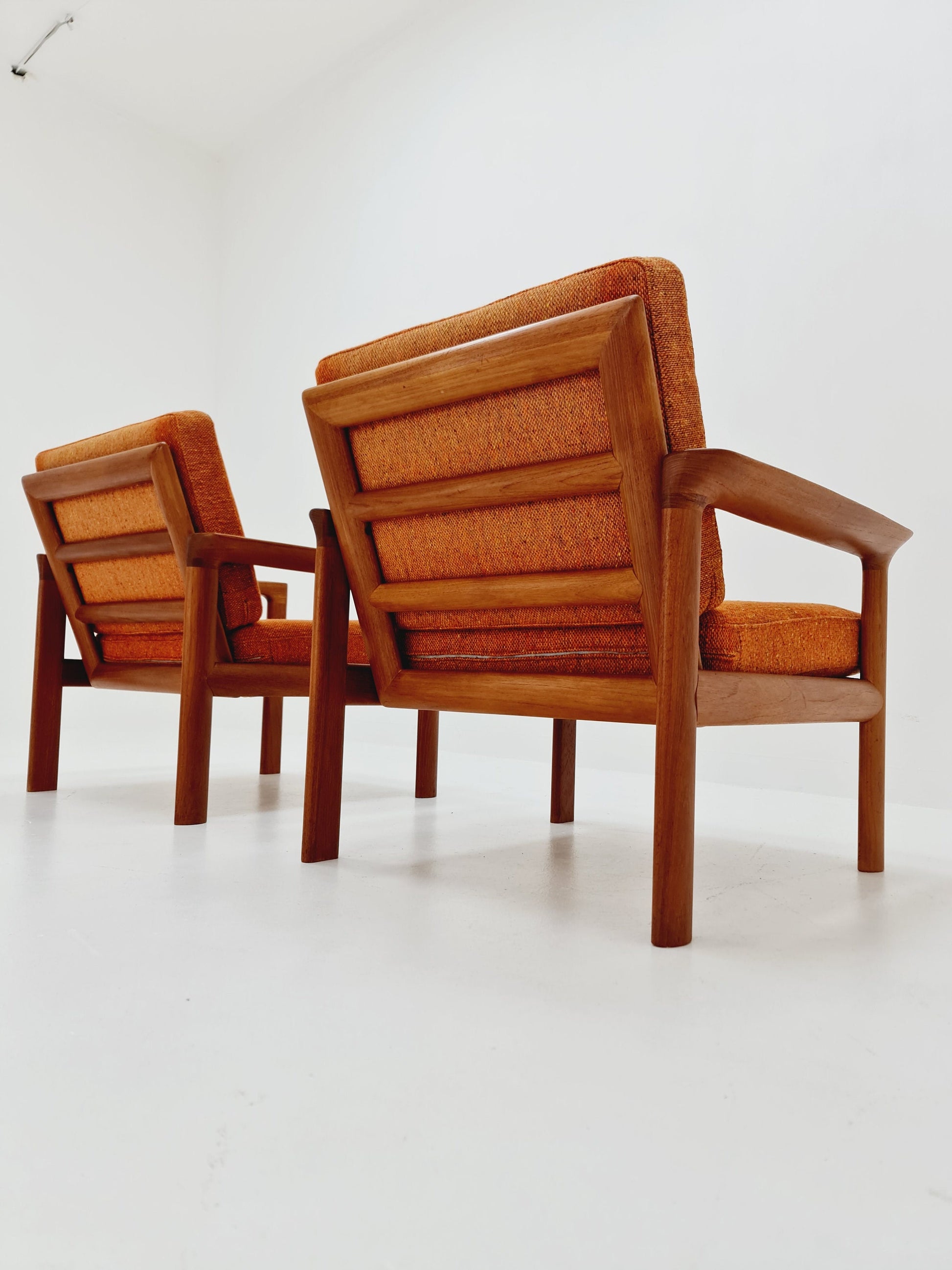 Mid century teak easy lounge chairs by Sven Ellekaer for Komfort , Set of 2, 1960s