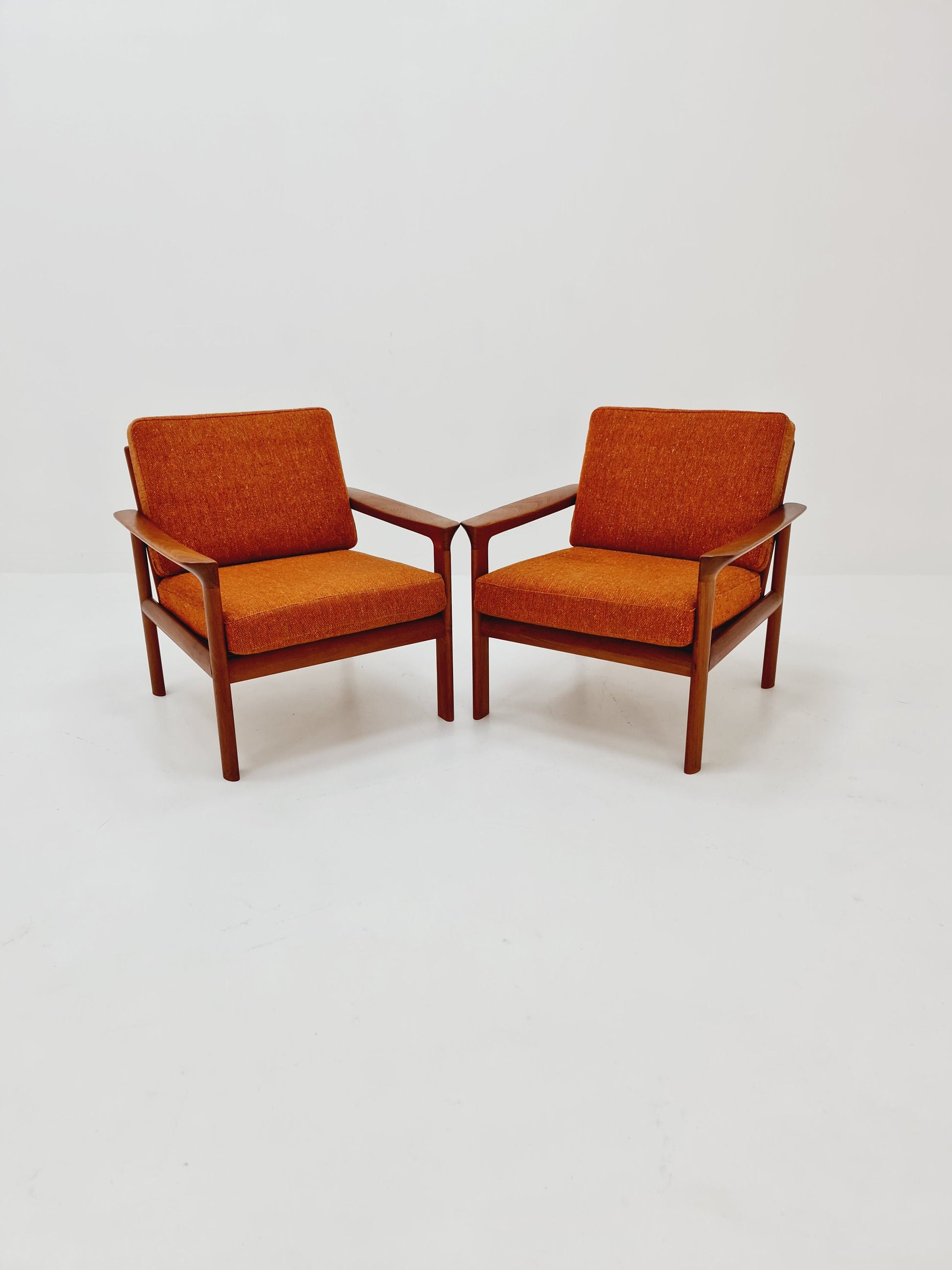 Mid century teak easy lounge chairs by Sven Ellekaer for Komfort , Set of 2, 1960s