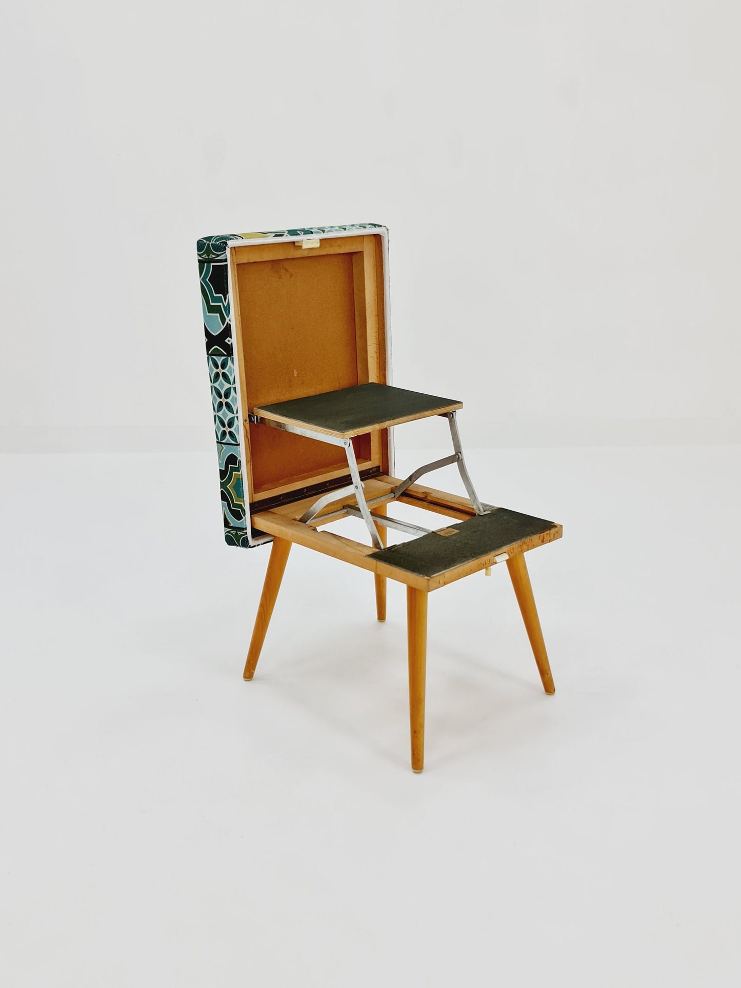 Mid century modern German footstool with extension ladder from the 50s By Cor