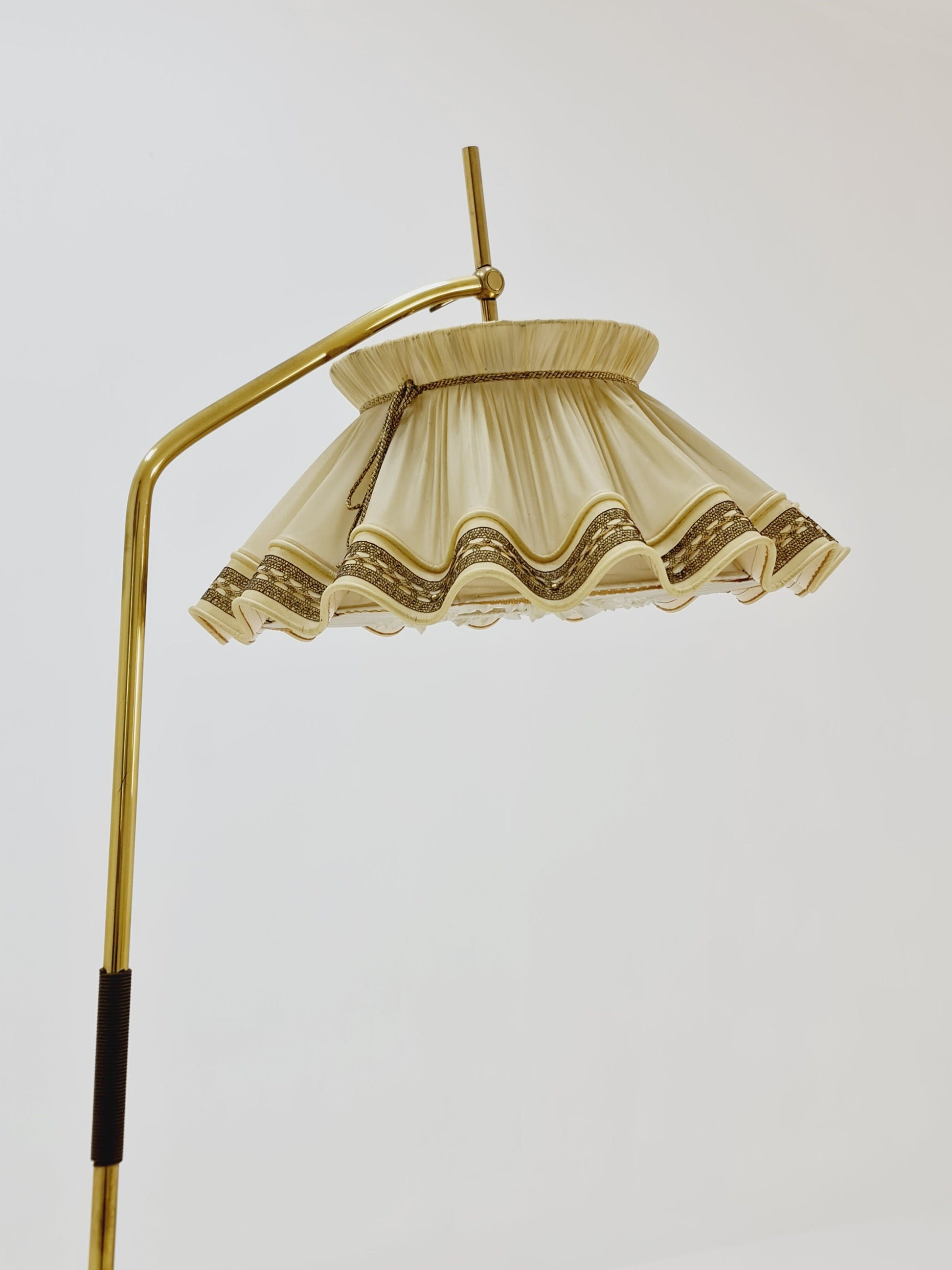 Mid century brass German arc floor Flex lamp By München Werkstätten, 1960s