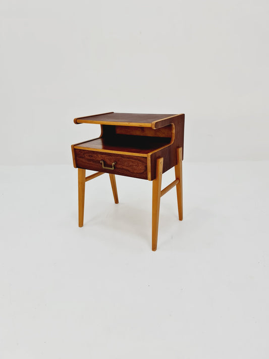 Midcentury Carlström & Co Teak, Rosewood Vintage Side table/ Bedside table/ Night stand, 1960s