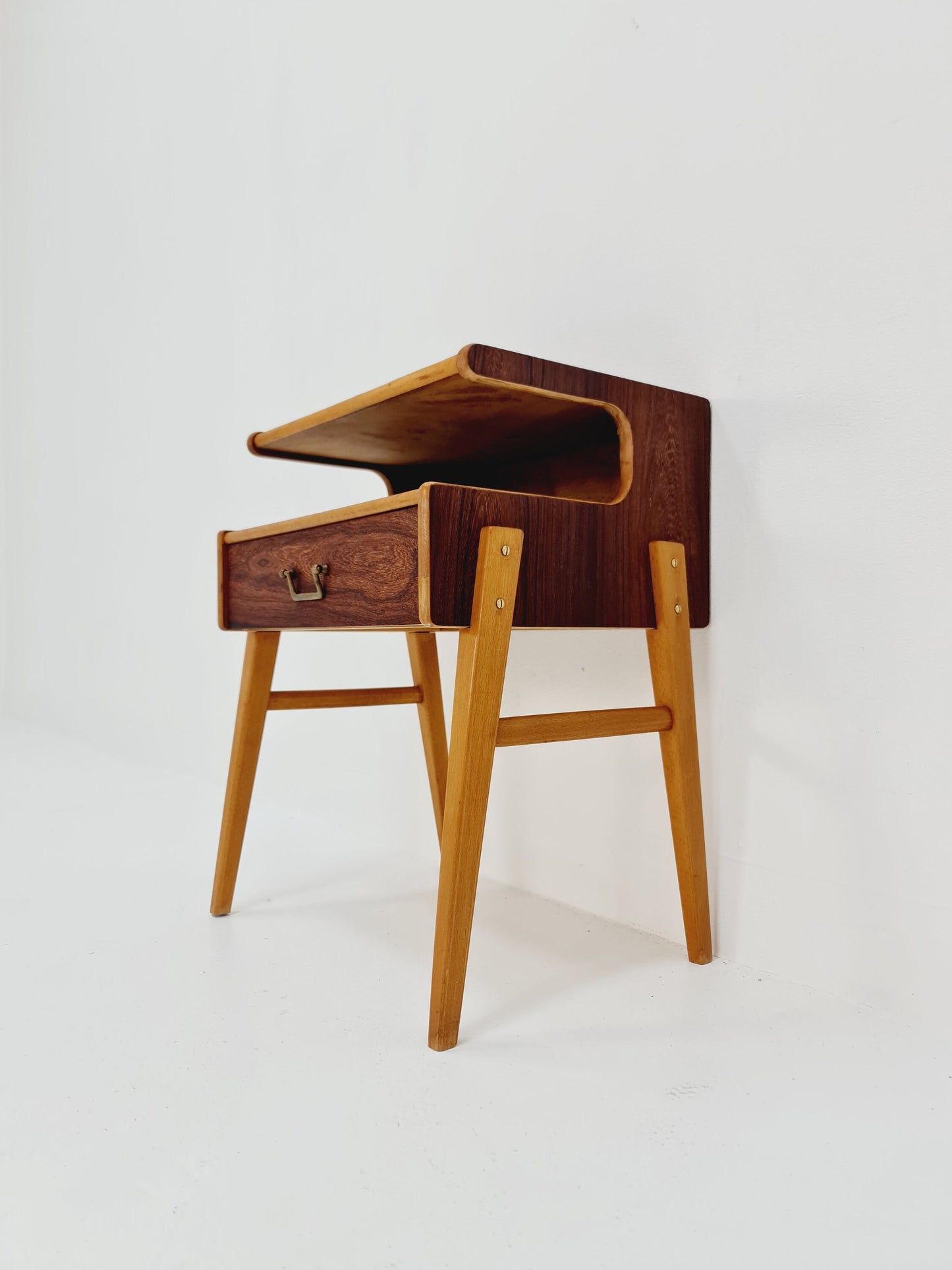 Midcentury Carlström & Co Teak, Rosewood Vintage Side table/ Bedside table/ Night stand, 1960s
