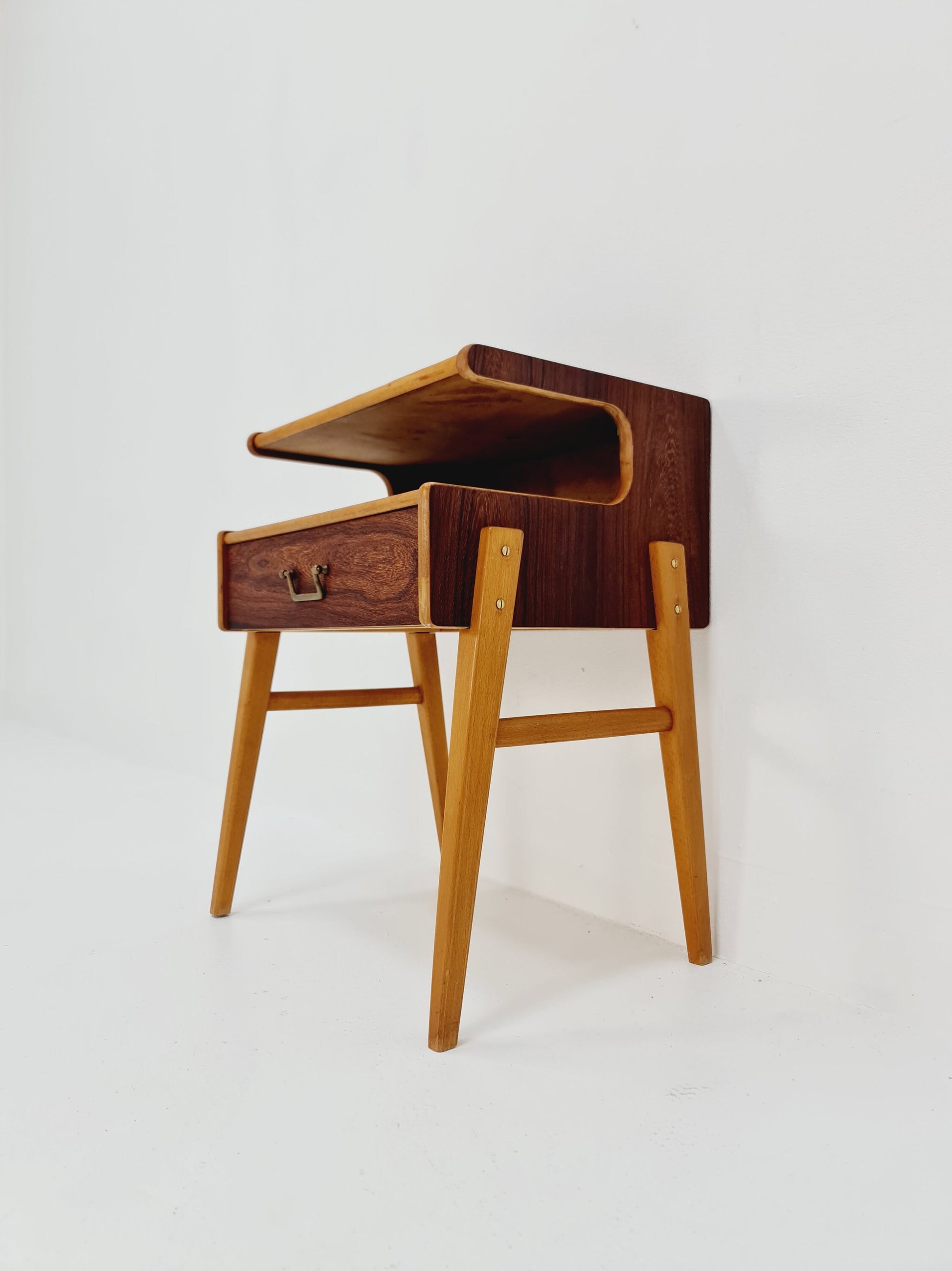 Midcentury Carlström & Co Teak, Rosewood Vintage Side table/ Bedside table/ Night stand, 1960s