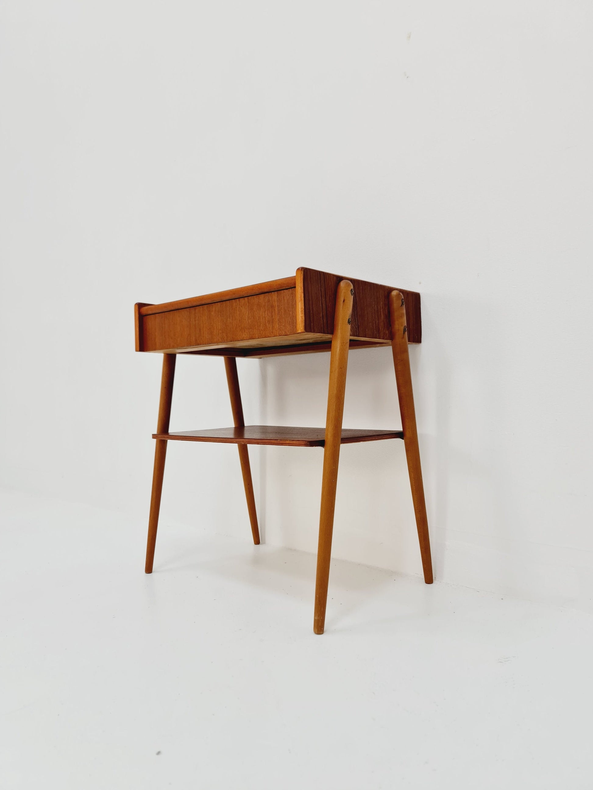 Midcentury Carlstrom & Co teak - rosewood vintage side table/ bedside table/ night stand, 1960s