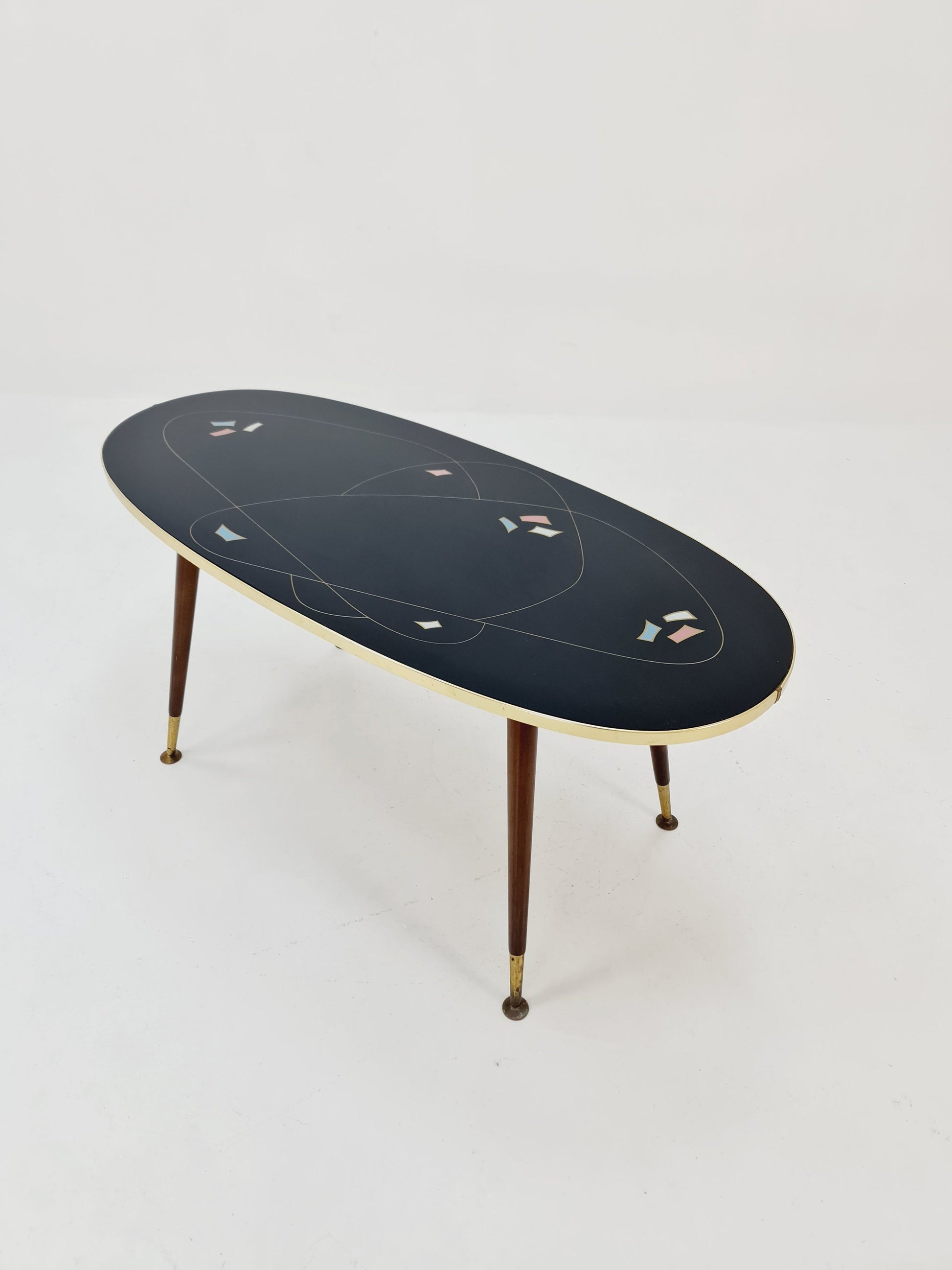 German Mid-Century Glass & Brass Coffee Table By Else, 1950s