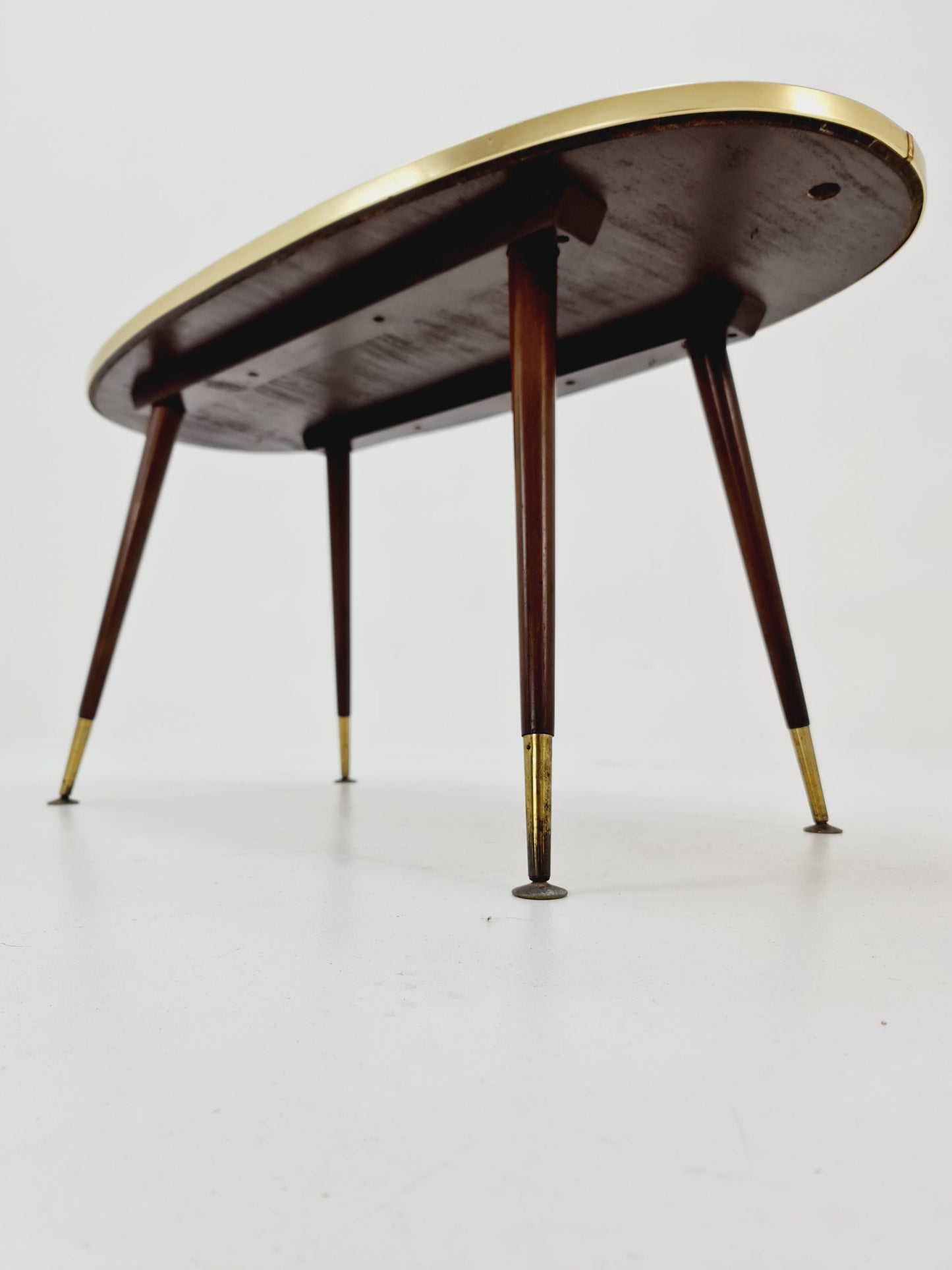 German Mid-Century Glass & Brass Coffee Table By Else, 1950s