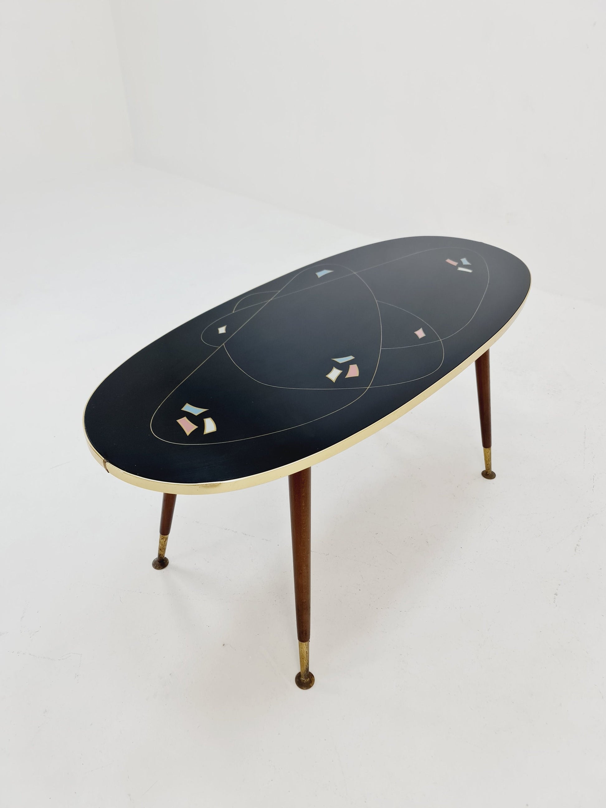 German Mid-Century Glass & Brass Coffee Table By Else, 1950s