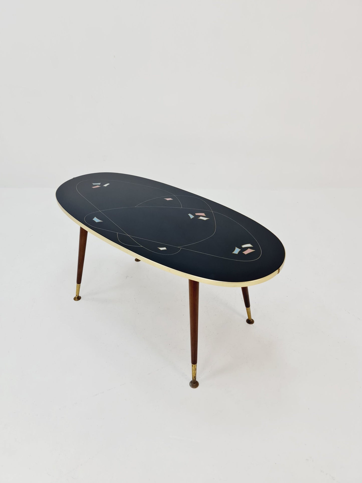 German Mid-Century Glass & Brass Coffee Table By Else, 1950s