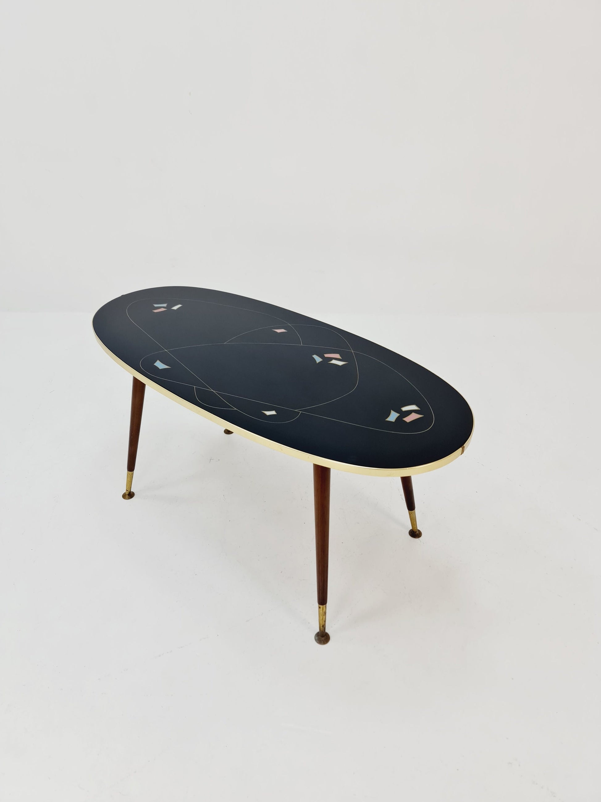 German Mid-Century Glass & Brass Coffee Table By Else, 1950s