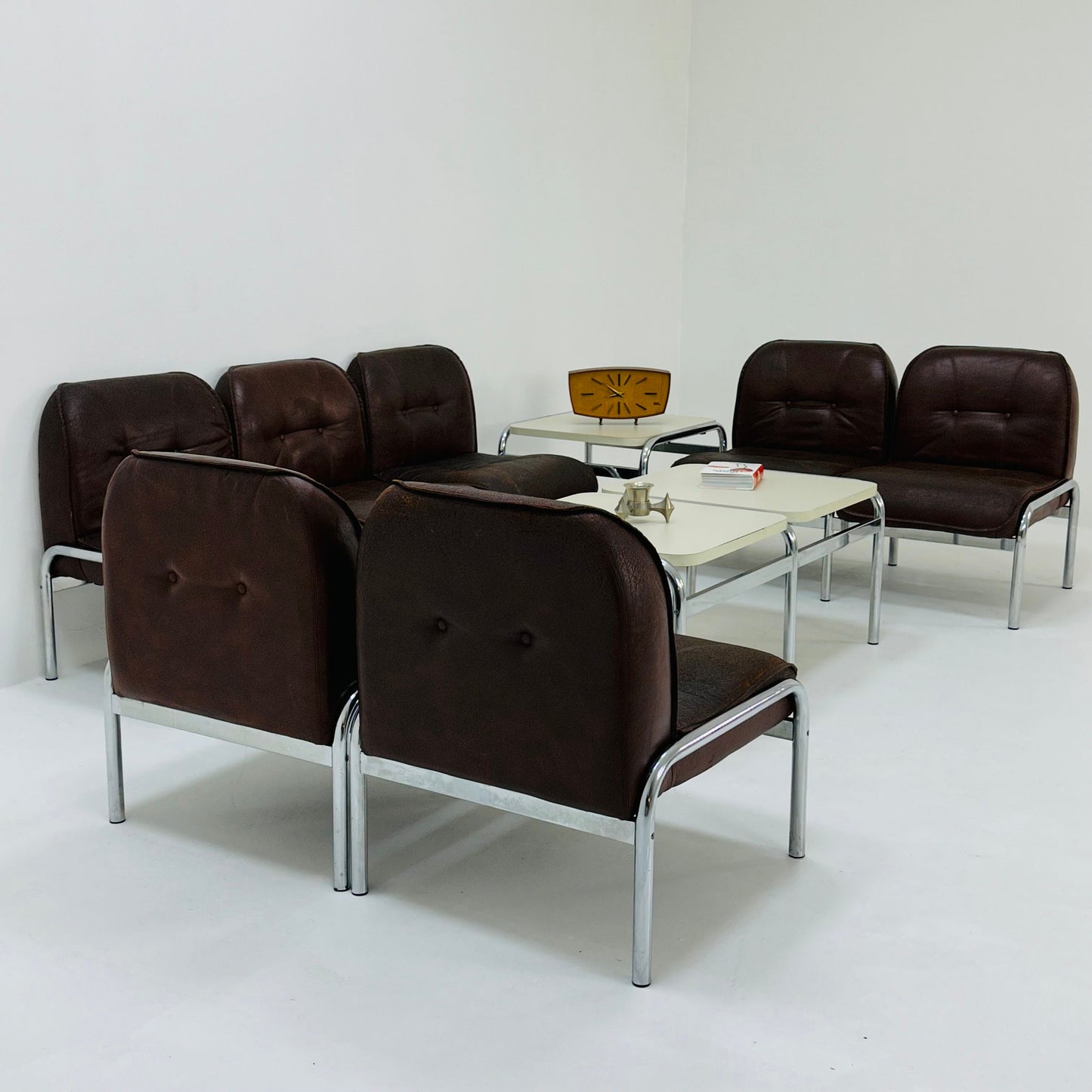 Mid century original vintage Girsberger Eurochair design seating group , Switzerland 1980s