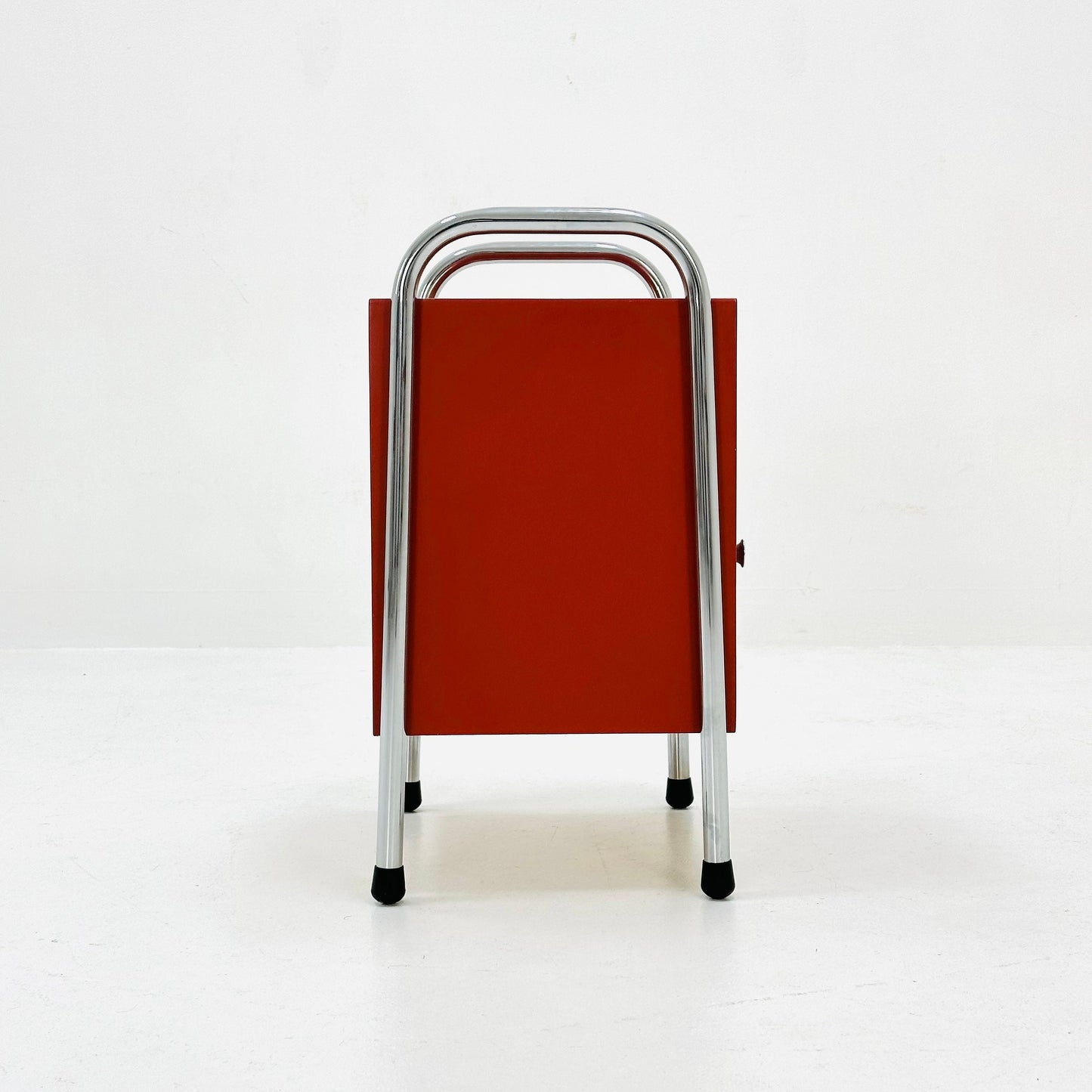 Bauhaus nightstand with drawer in red & white 1970s