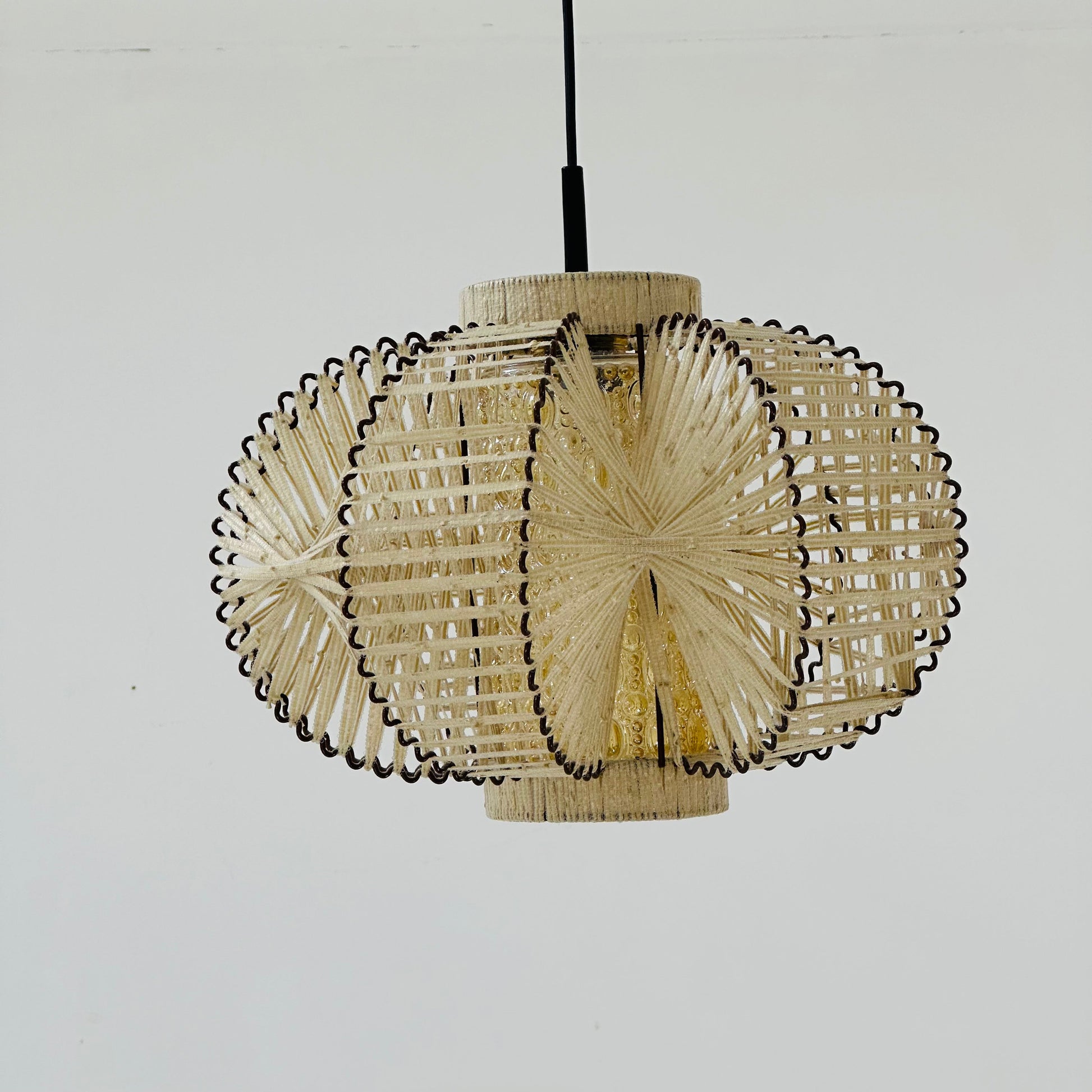 Mid century metal & string pendant lamp , 1960s