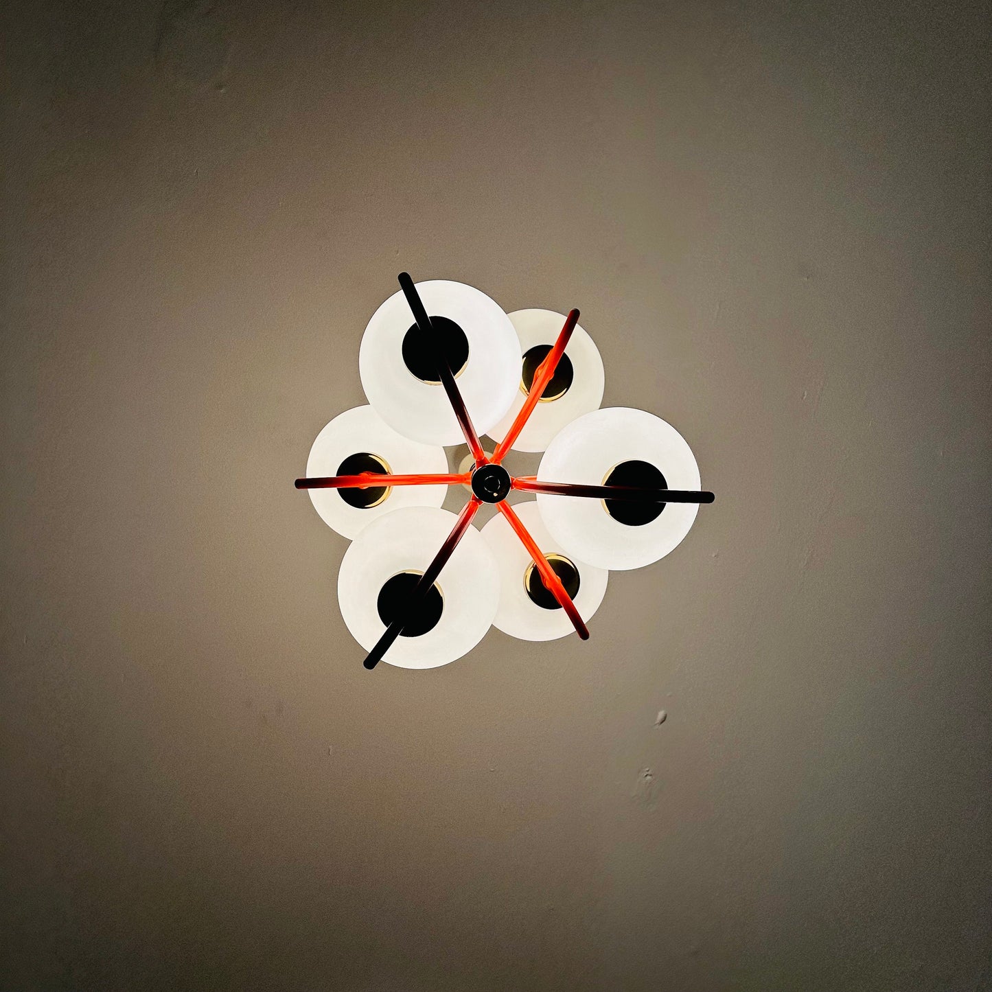 Mid century atomic Sputnik chandelier for Kaiser Germany 1970s