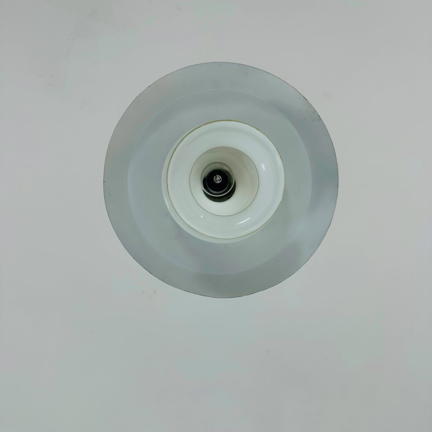 Scandinavian Pendant lamp from the 1970s in brushed aluminum and opaline glass.