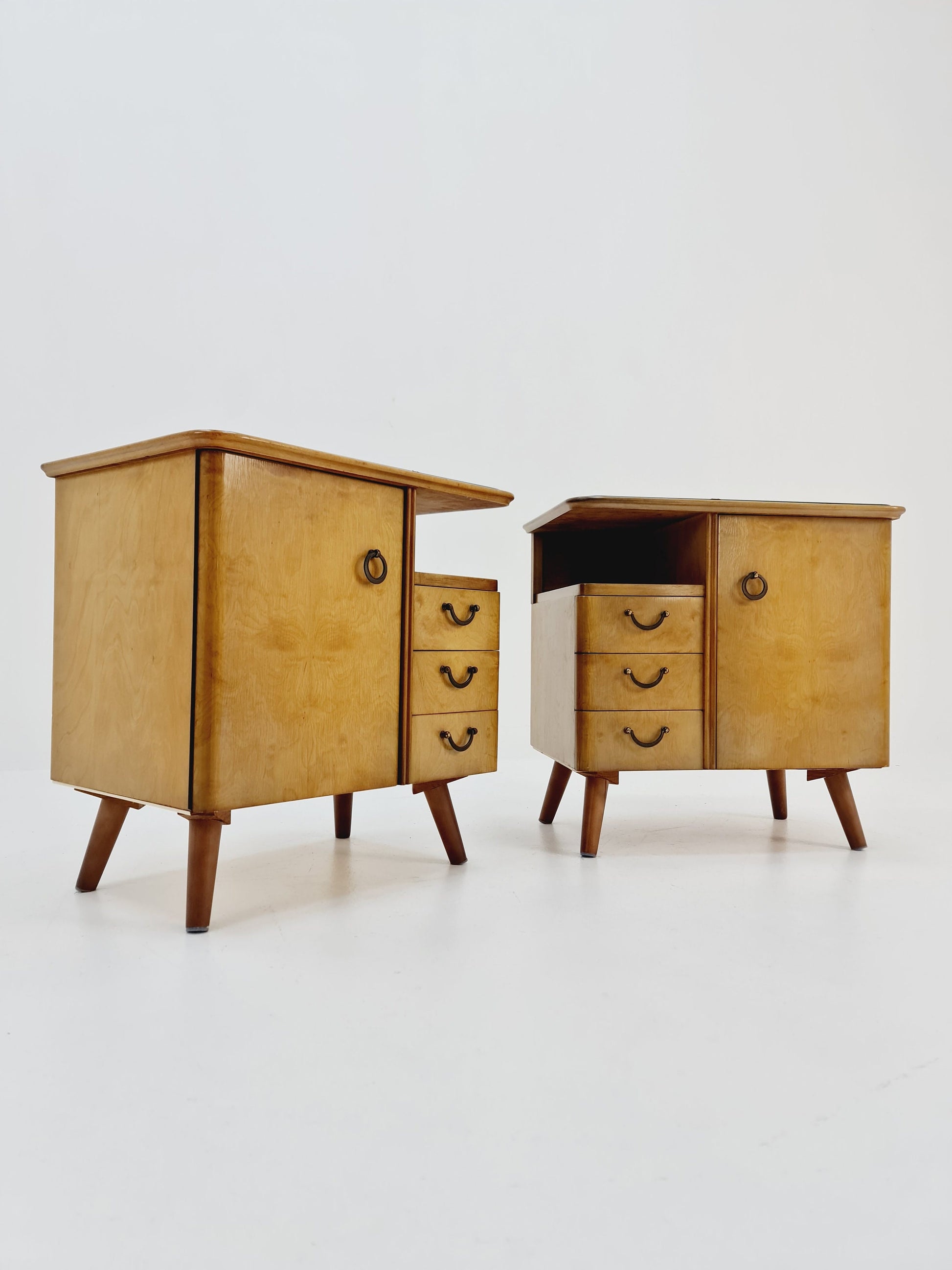 German Mid century beech nightstands/ bedside tables BY WK Möbel , 1960s