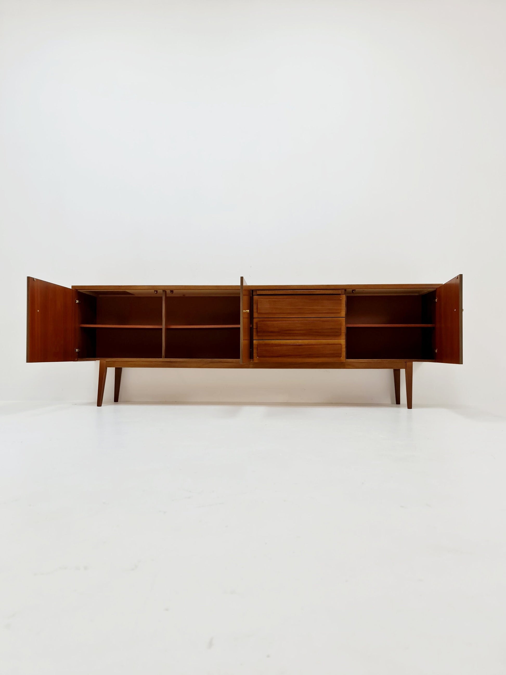Big Mid Century Modern German walnut Sideboard, 1960s