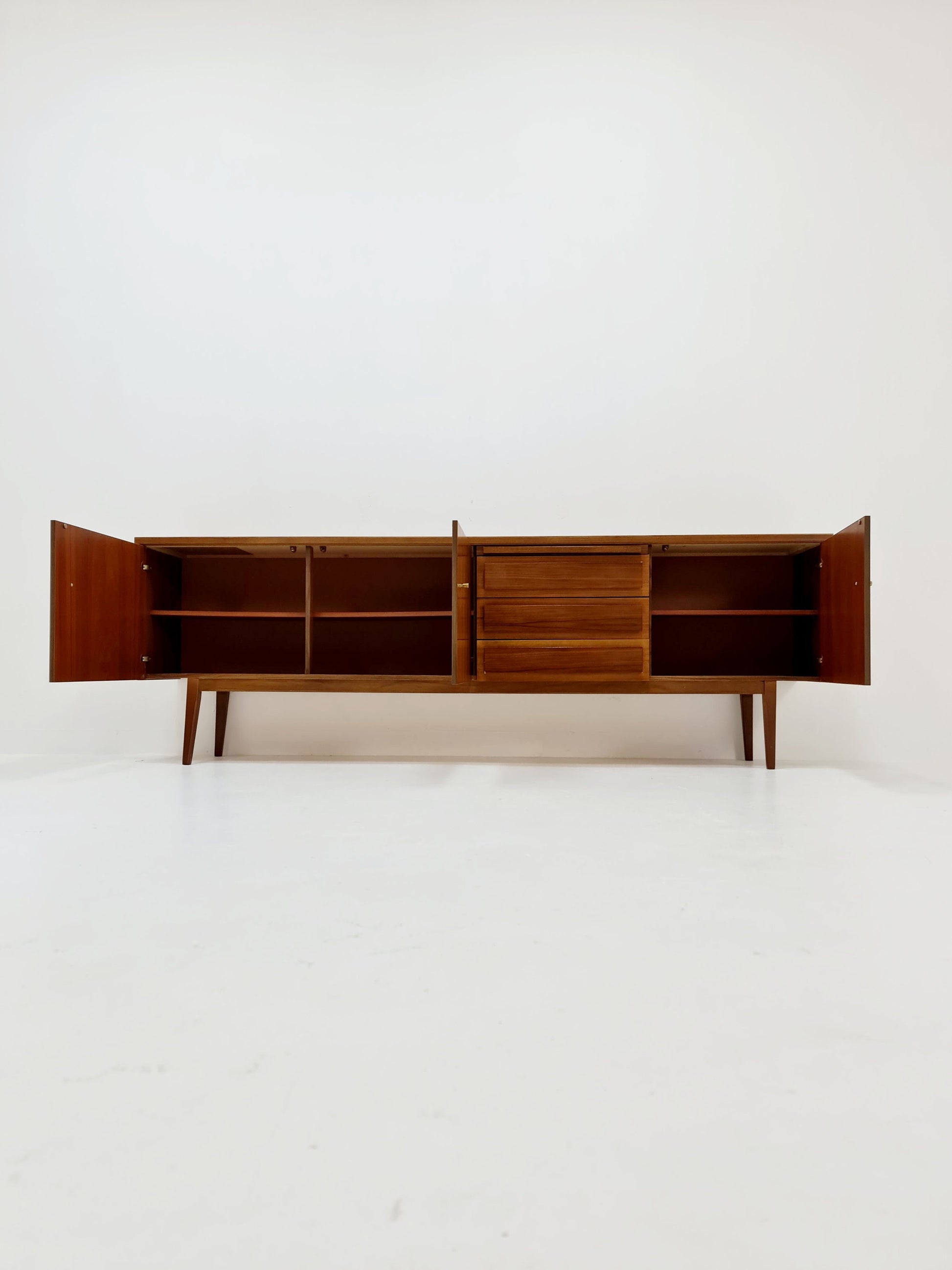 Big Mid Century Modern German walnut Sideboard, 1960s