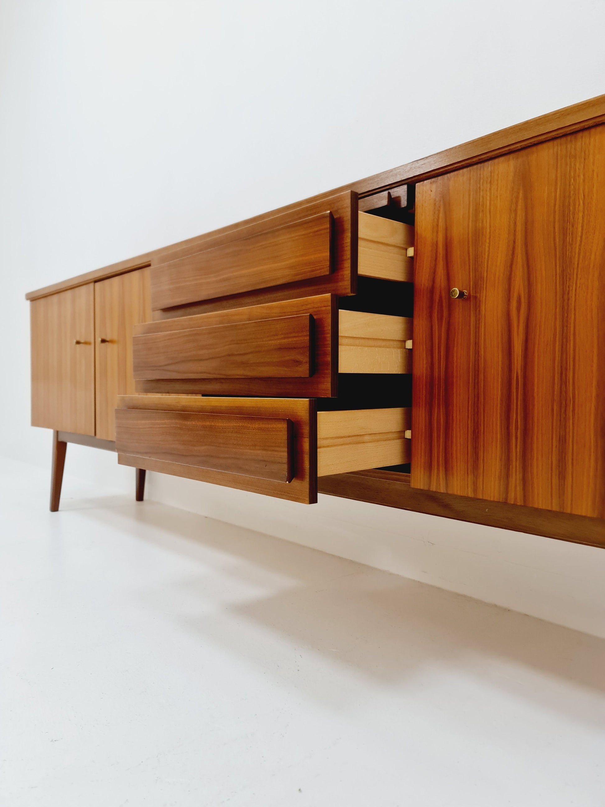 Big Mid Century Modern German walnut Sideboard, 1960s