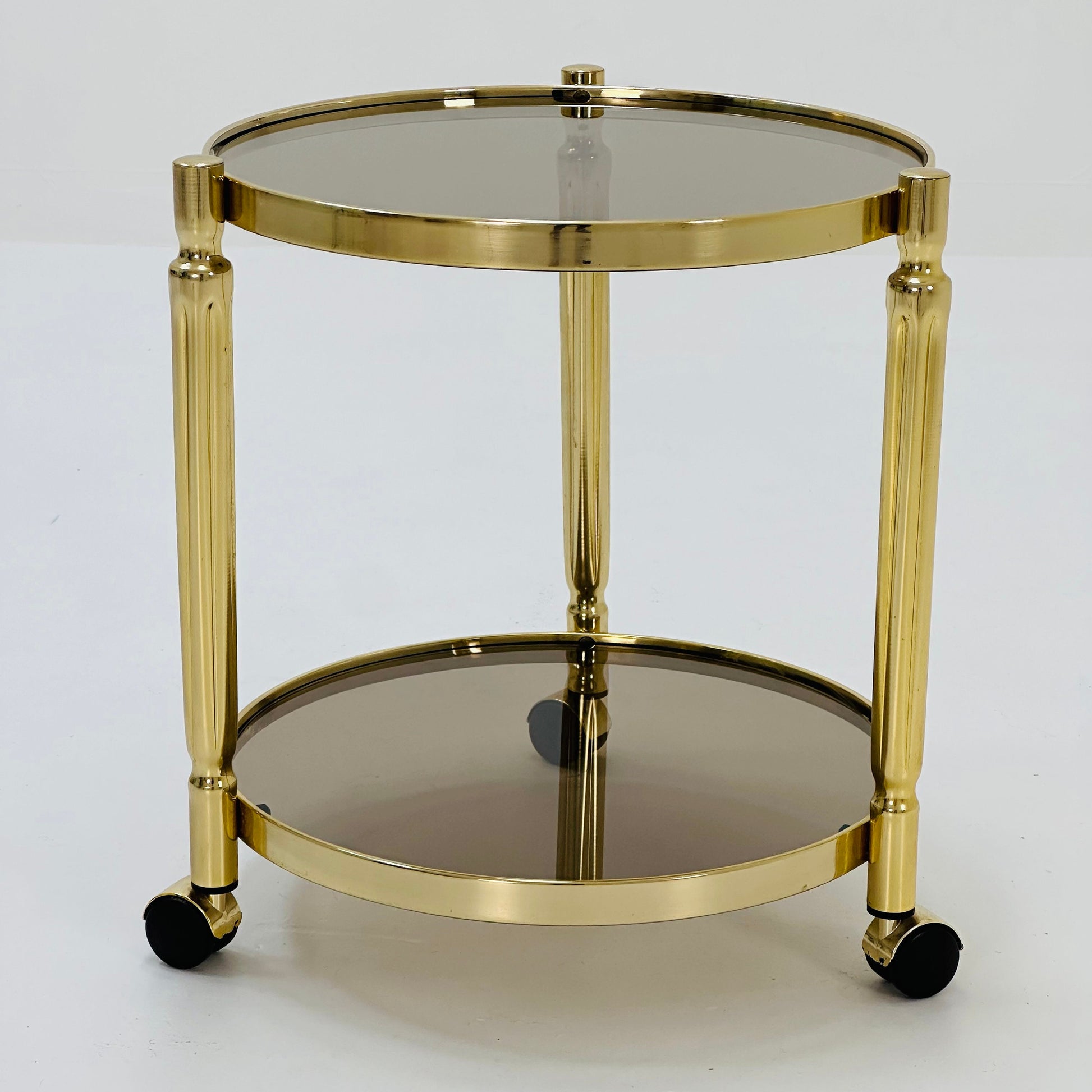 Mid-century italian brass and smoked glass bar cart, 1970s